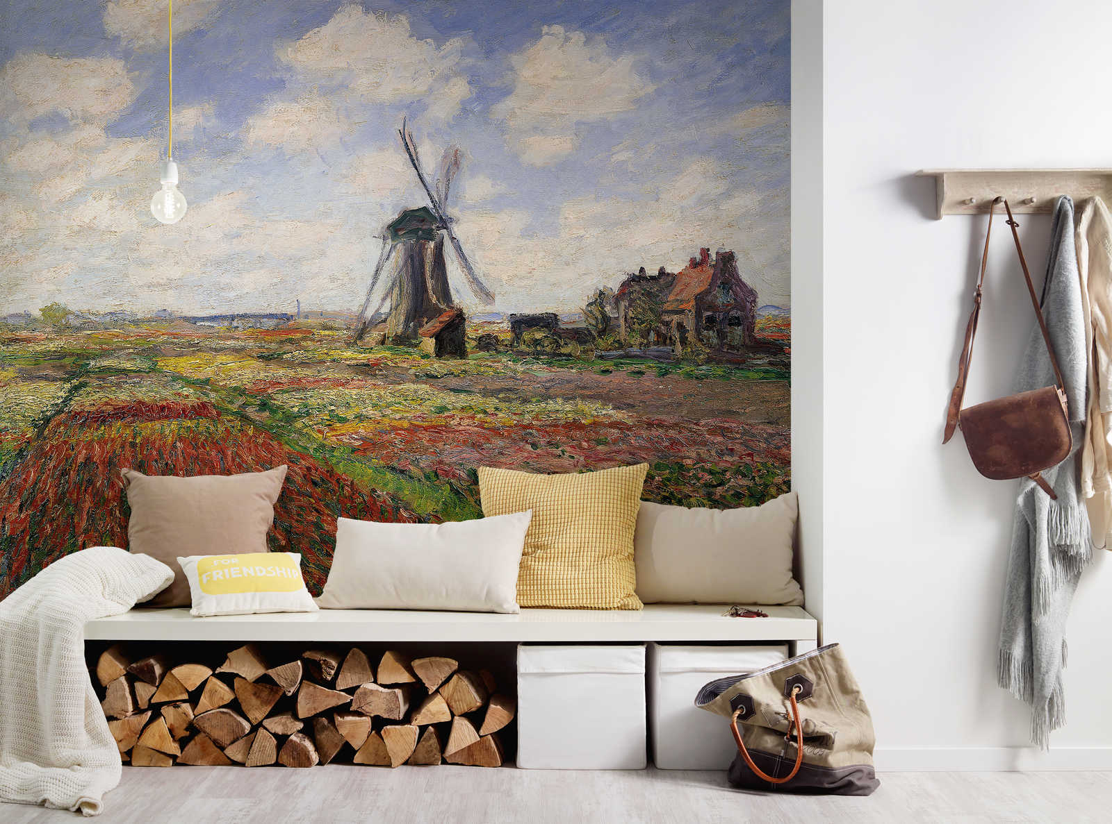             Fototapete 'Tulpenfelder mit der Windmühle von Rijnsburg' von Claude Monet
        