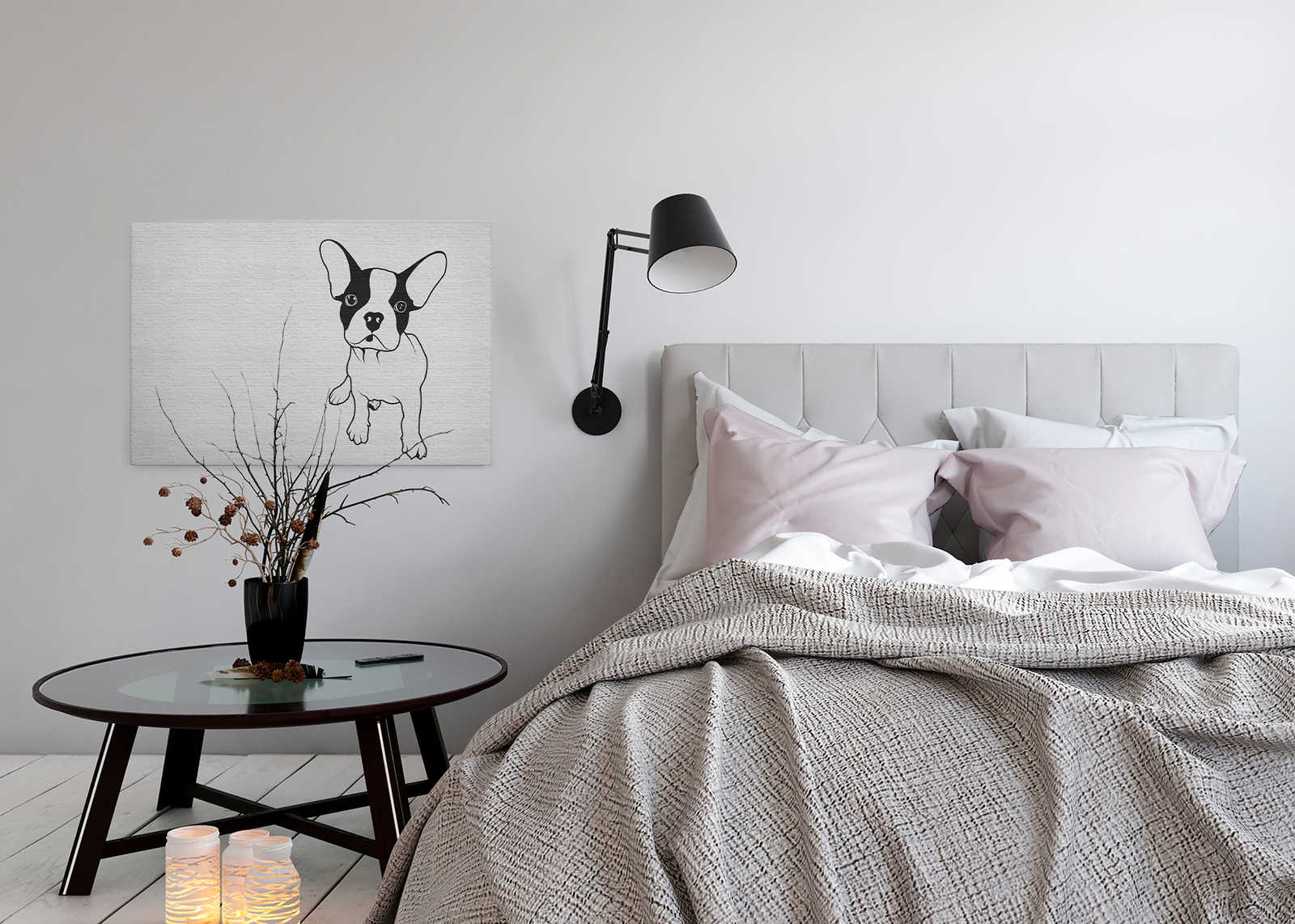             Tattoo you 2 - Leinwandbild französische Bulldogge, Schwarz-Weiß – 0,90 m x 0,60 m
        