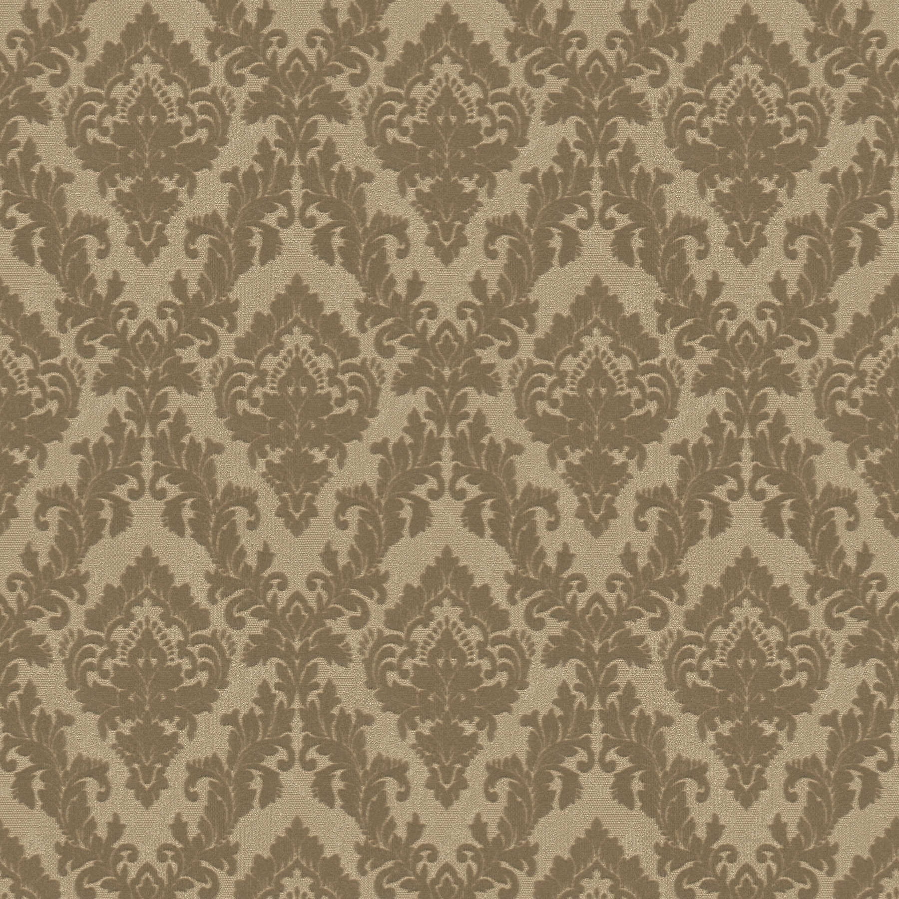         Barok behang ornamenten gevlokt & zijdeglans - bruin
    