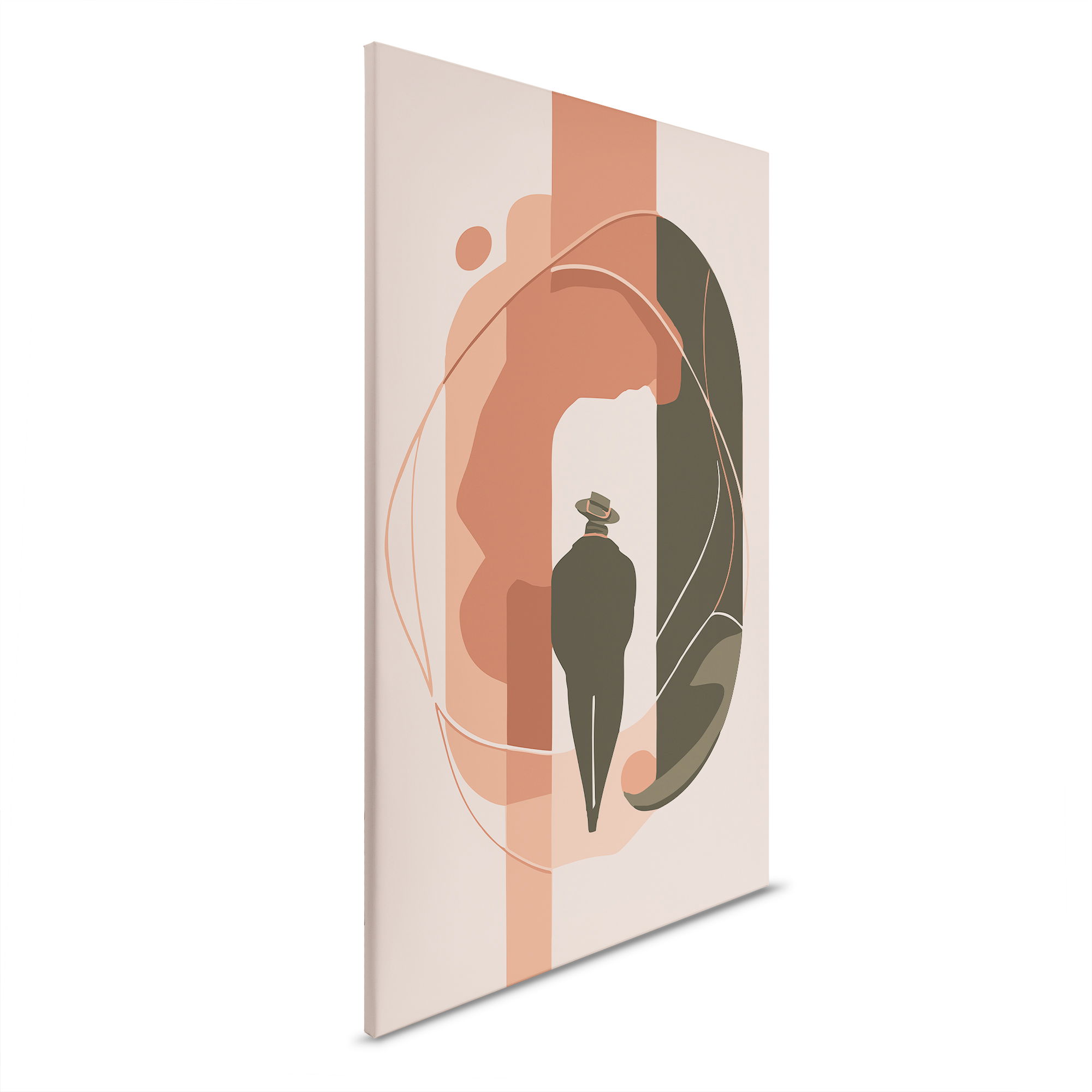         The Traveller - Mystical illustration with warm accents on canvas - 30 x 45 cm - Beige, Orange
    