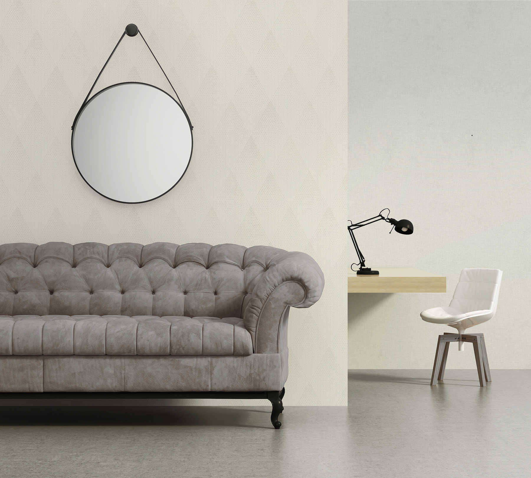             Punkte-Tapete Glitzer Effekt im Retro Stil – Weiß, Silber, Grau
        