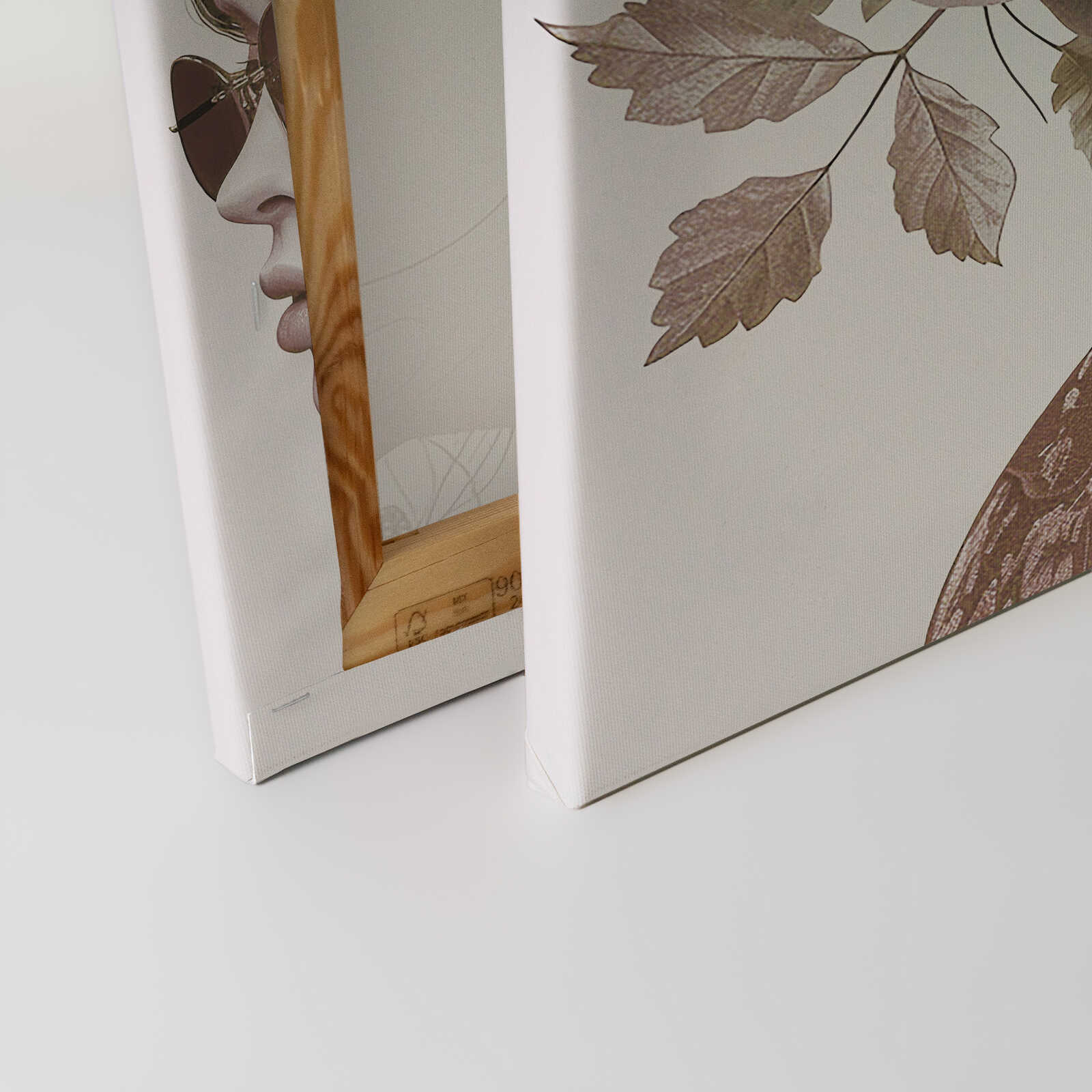             Leinwandbild Blumenportrait - Romantische Komposition in Sepia – 40 x 50 cm - Rosa, Grau
        