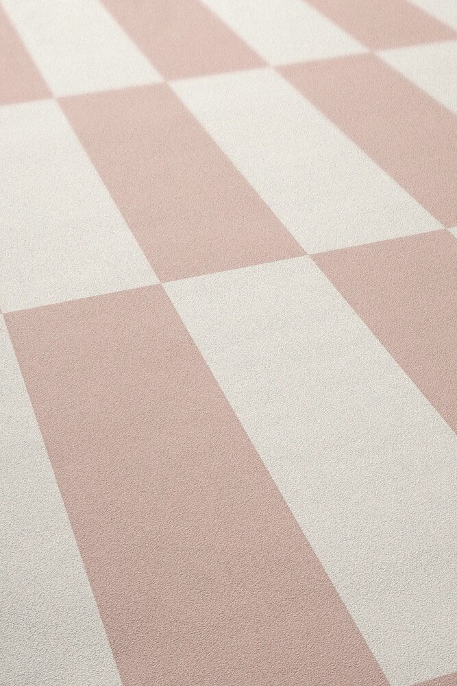             Mustertapete mit Vierecken grafisches Muster – Taupe, Weiß
        