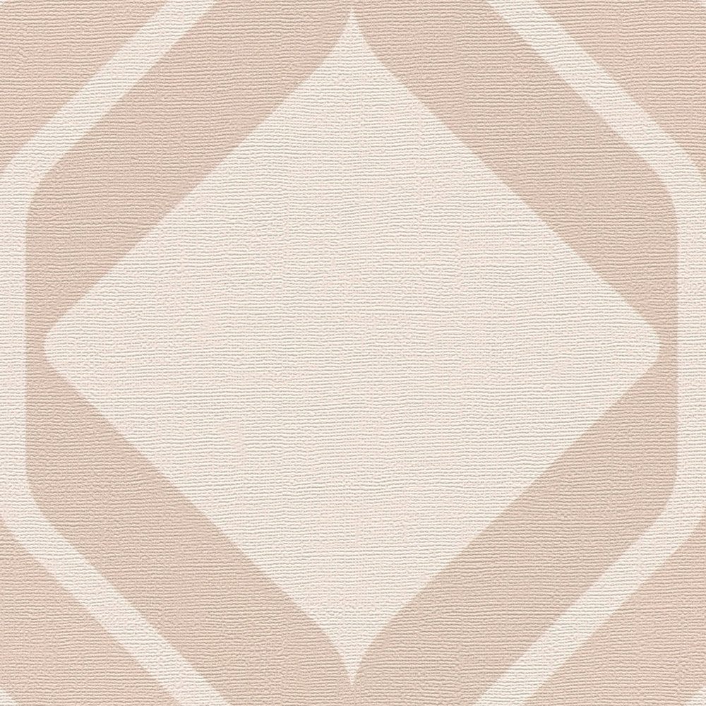             Vliestapete mit Rauten Muster im Retro Stil – Beige, Creme
        