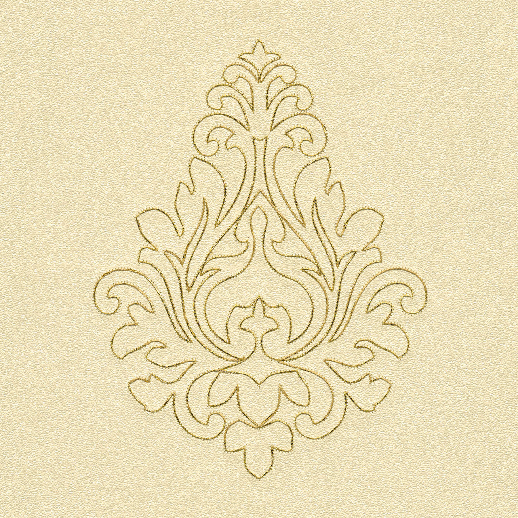 Premium-Wandpanel mit glänzendem Hintergrund und Goldschimmer-Stickerei – Gelb, Gold