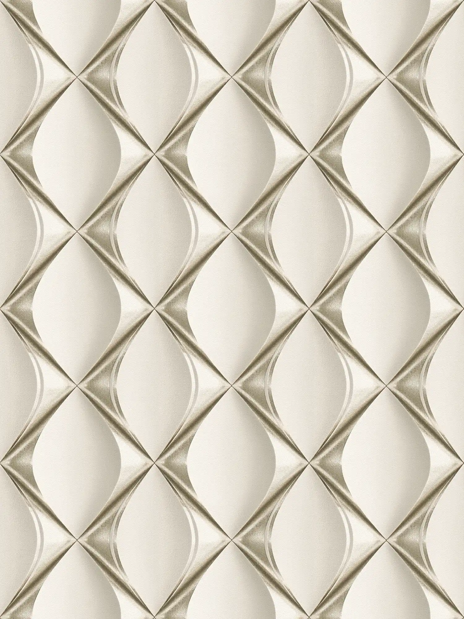 3D behang zilver-wit met retro design - grijs, metallic, beige