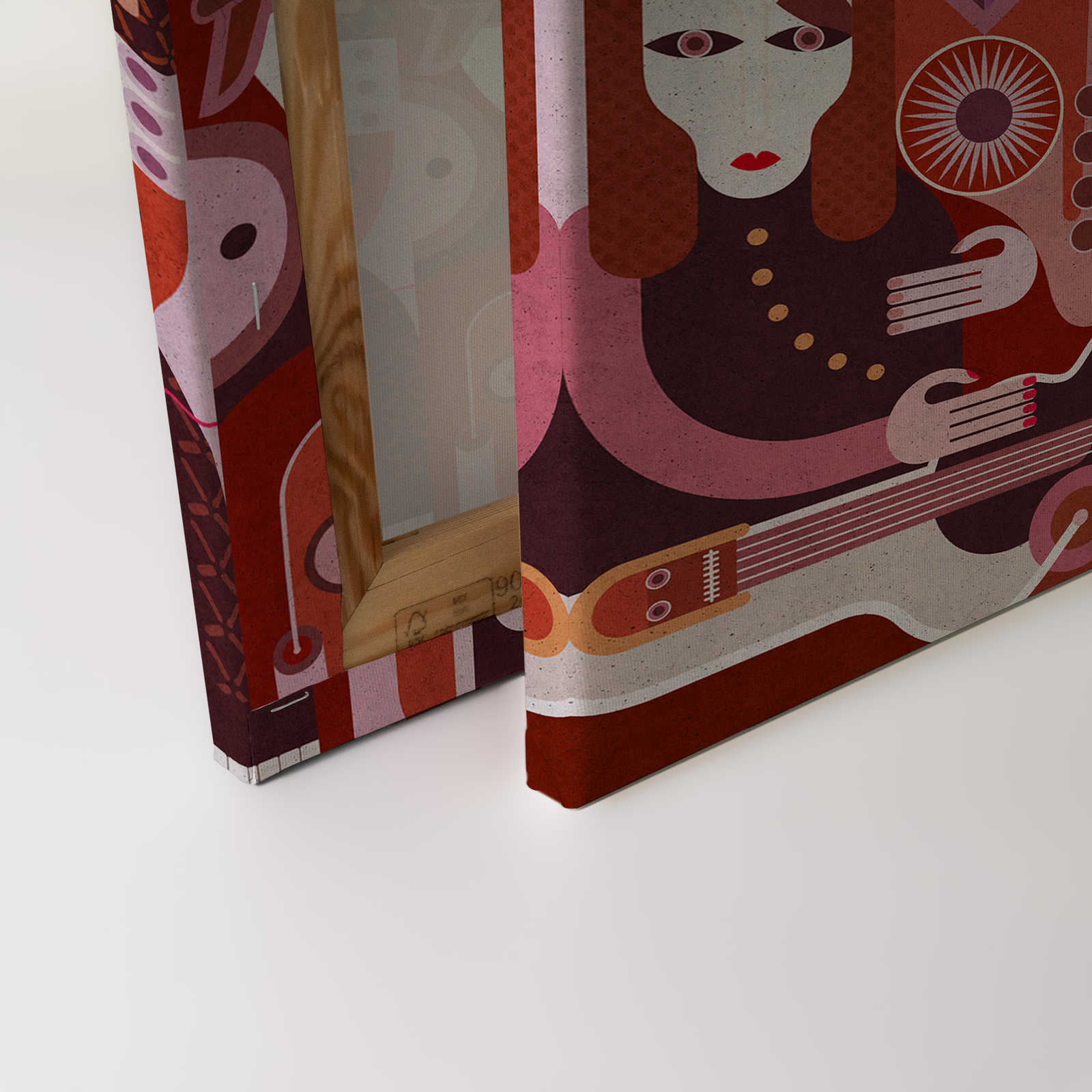             Wall of sound 2 - Abstraktes Leinwandbild mit Gesichtern in Beton Struktur – 0,90 m x 0,60 m
        