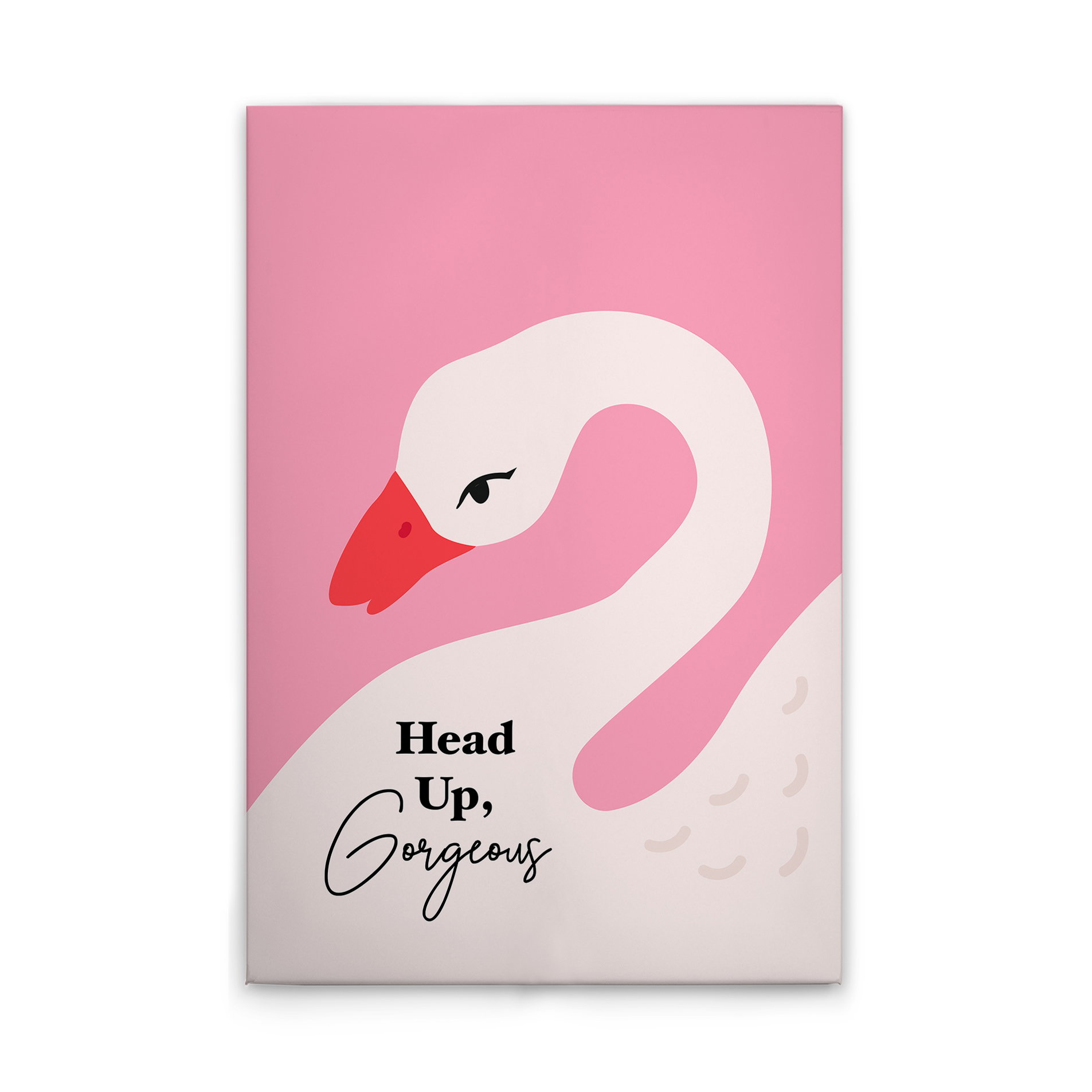 Head Up, Gorgeous - Inspirierende Schwan-Illustration auf Leinwand – 30 x 45 cm - Pink, Weiss