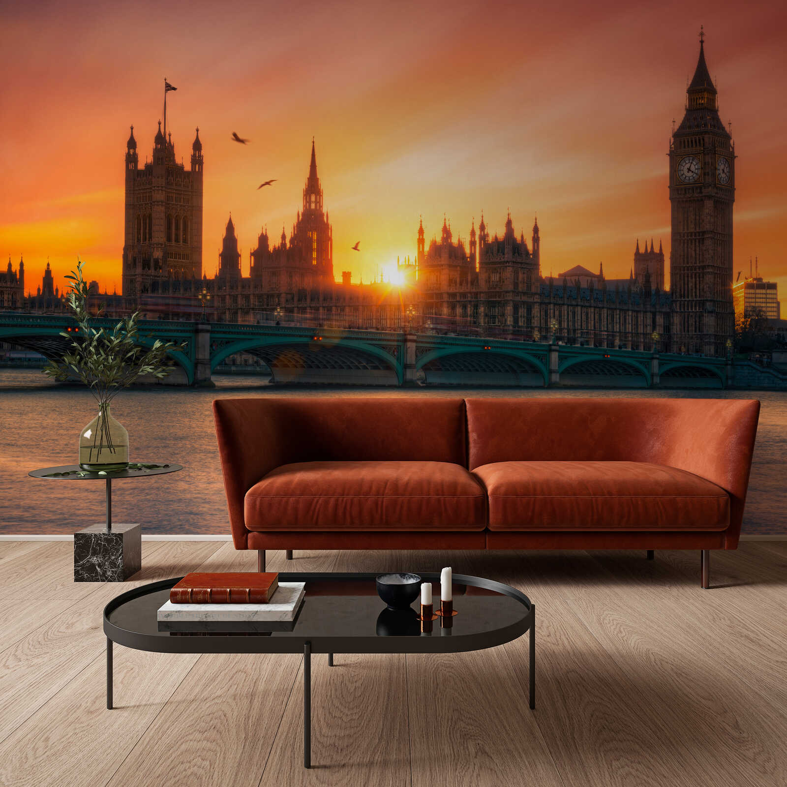 Wandtattoo, Flusslandschaft, Londoners Sofa, Wohnzimmerdeko, Backdrop-Szene