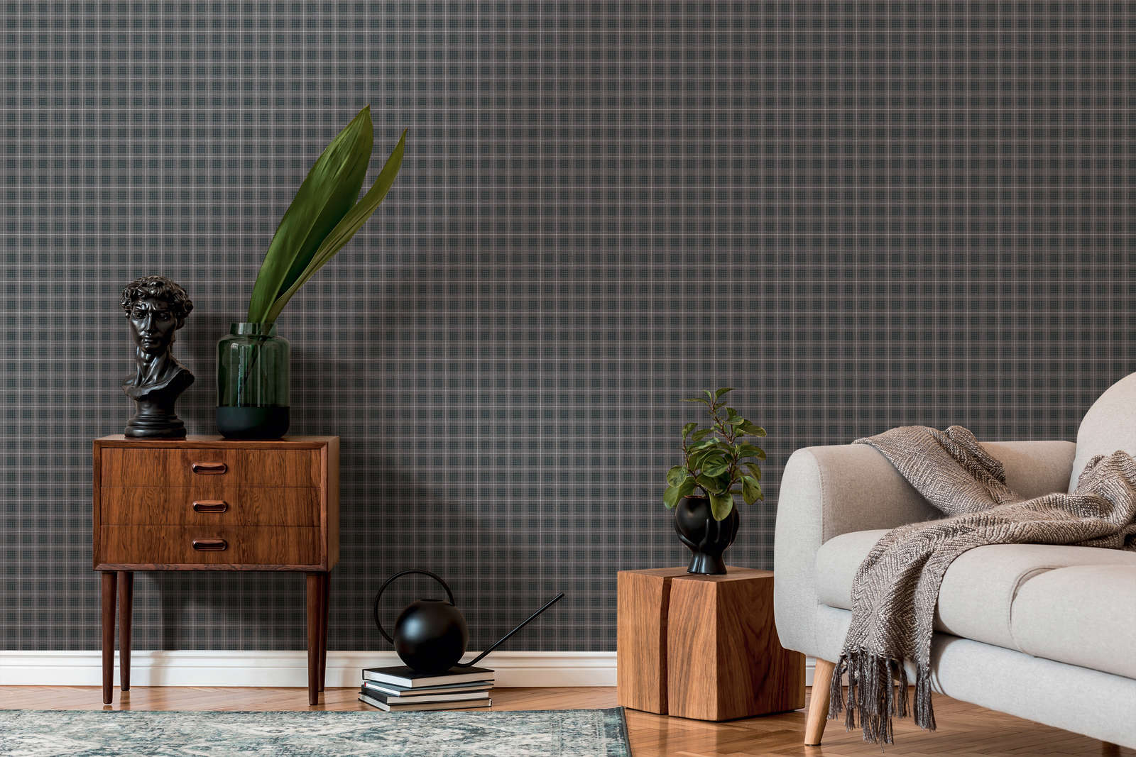 Sideboard, Vase, Pflanzen, Lampe, Sofa