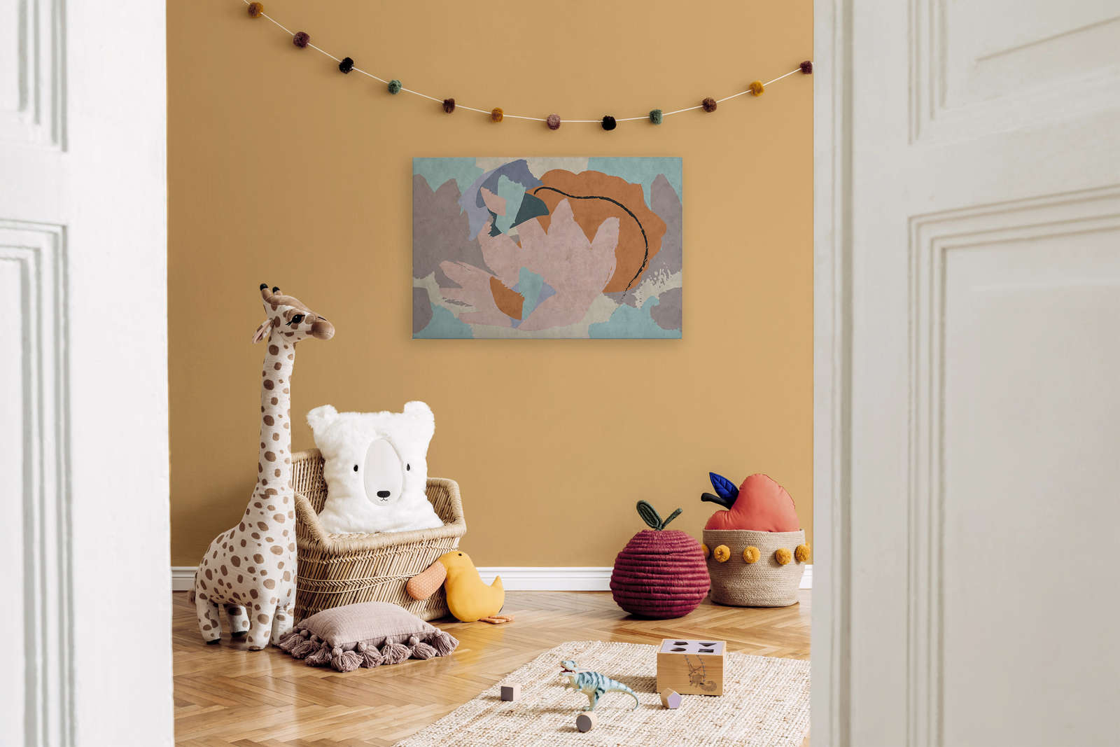             Floral Collage 2 - modernes Leinwandbild abstrakte Kunst in Löschpapier Struktur – 0,90 m x 0,60 m
        