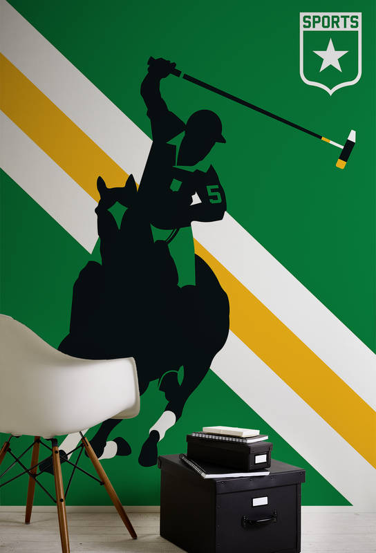 poster, wandbild, silhouette, sportfigur, grüner hintergrund