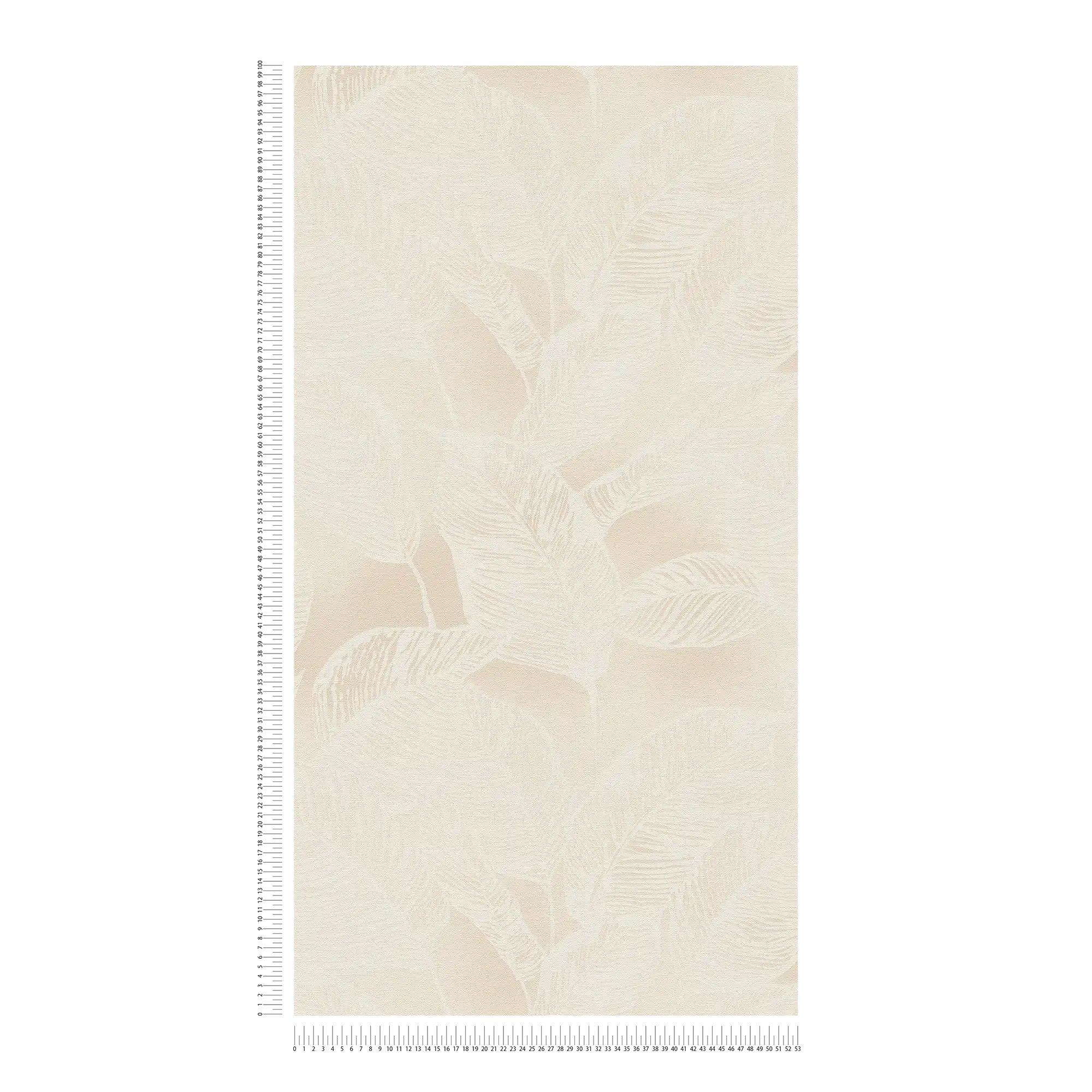 Blättermuster Vliestapete PVC-frei – Beige, Weiß