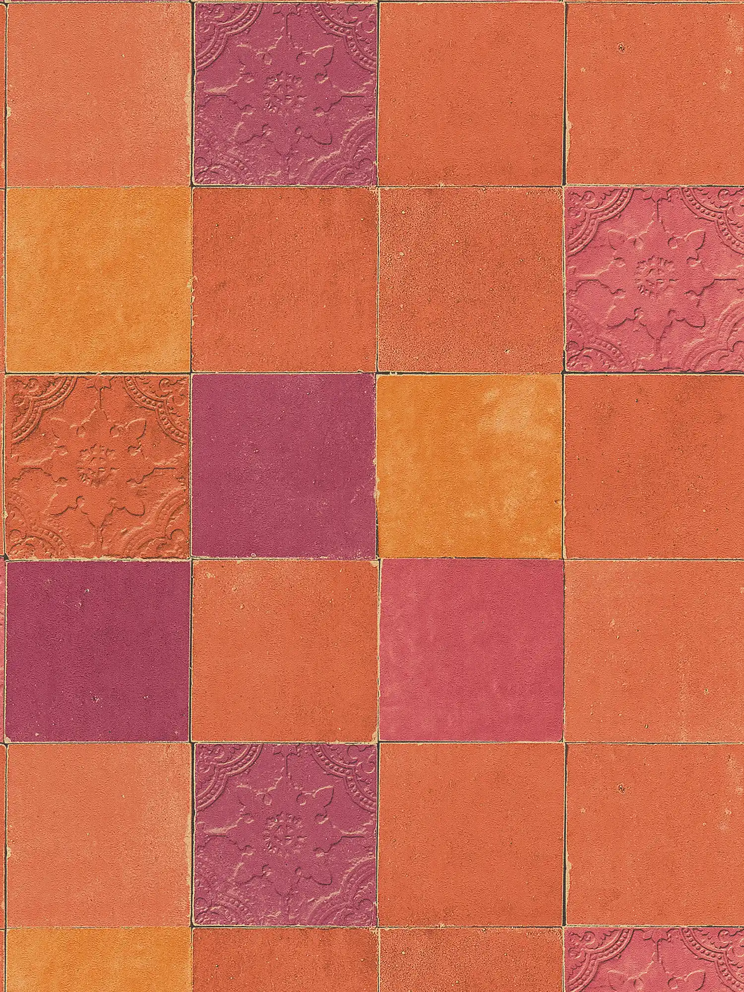         Tile wallpaper oriental mosaic - orange, red
    