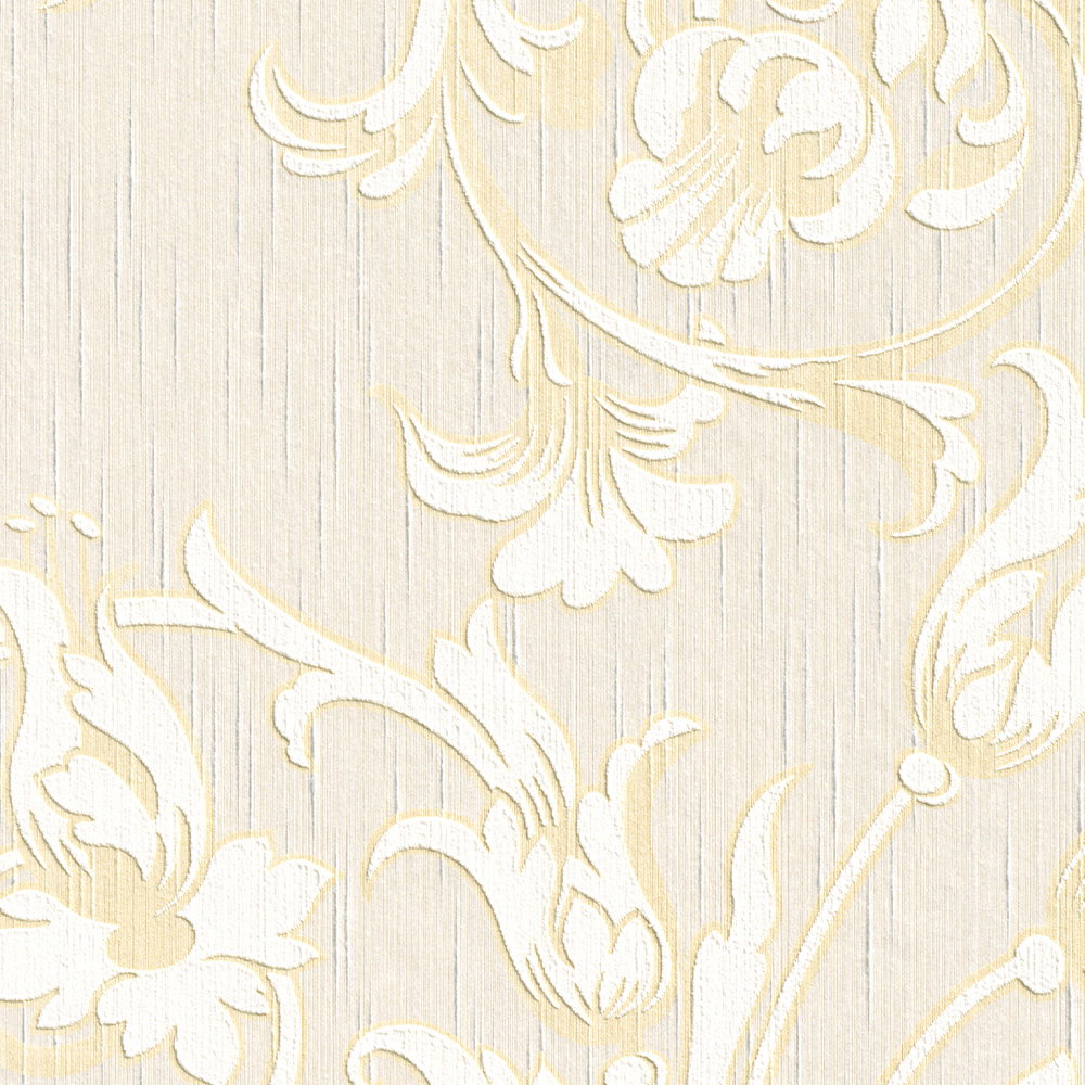 Hermitage Tapete mit floralem Ornament – Beige, Creme