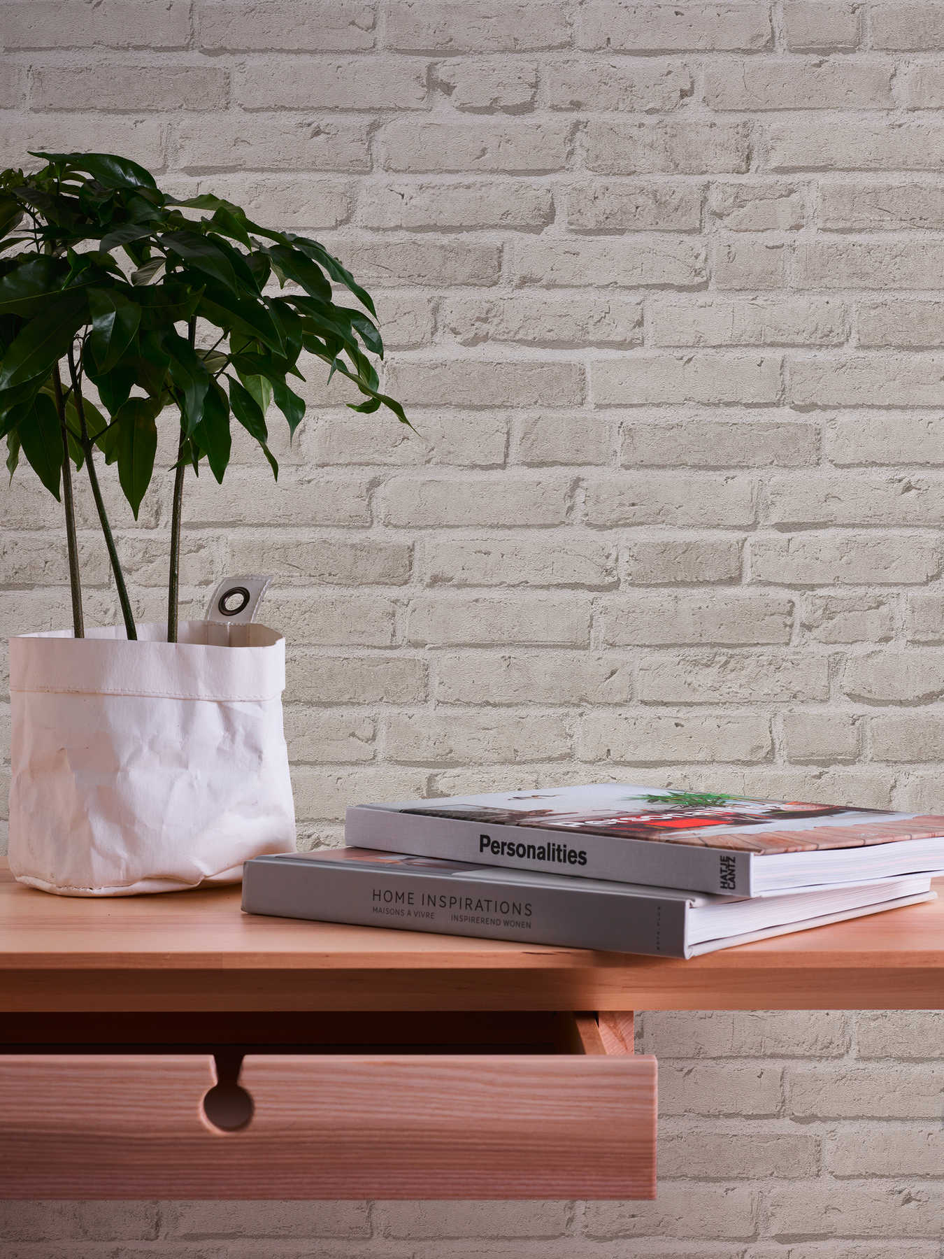             Mauertapete hellgrauer Backstein, Industrial Stil – Grau
        