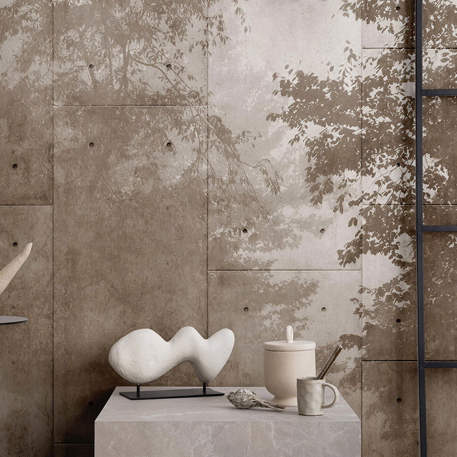         Photo wallpaper »mytho« - Treetops on concrete slabs - Smooth, slightly shiny premium non-woven fabric
    