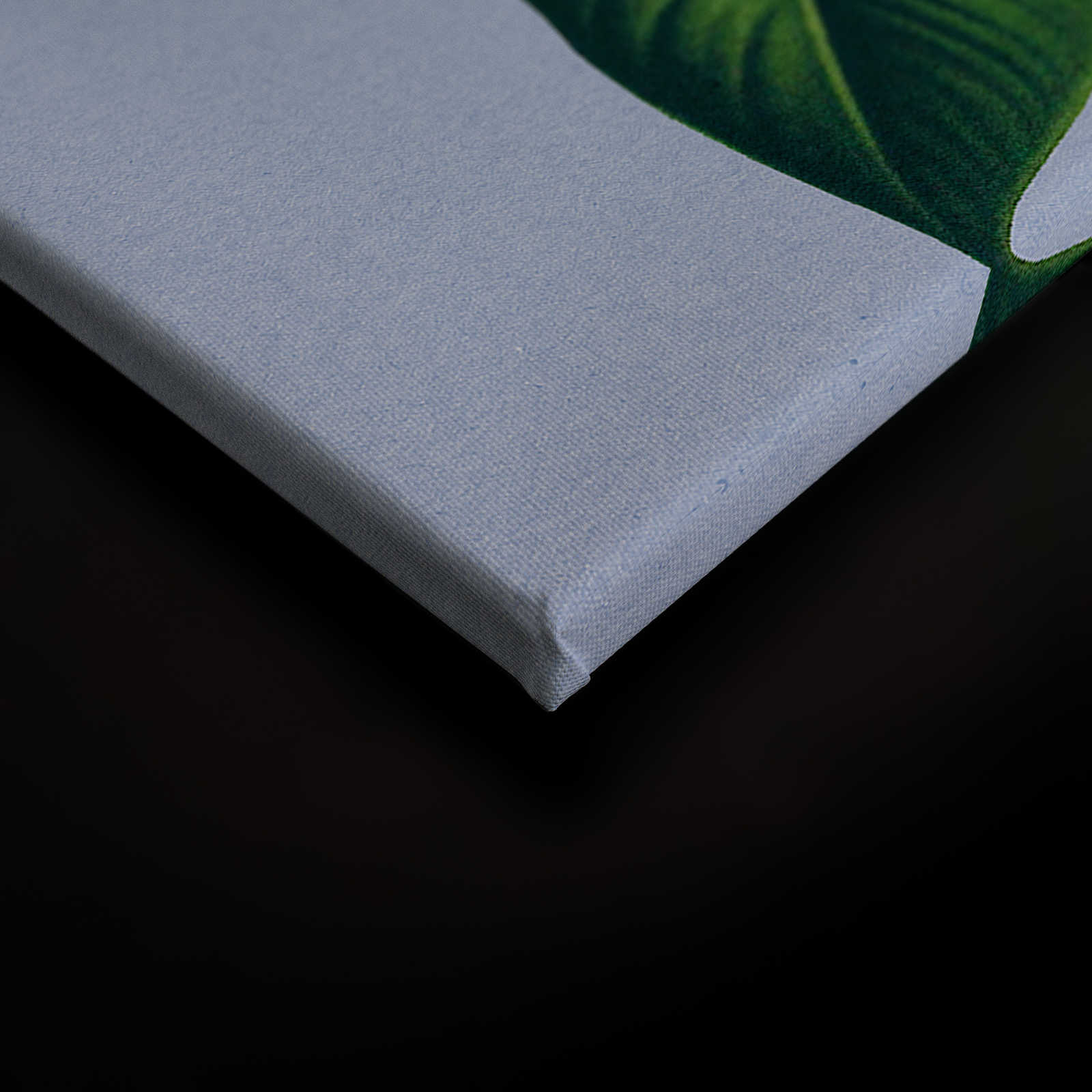             Leaf Garden 1 - Blätter Leinwandbild Blau mit tropischen Pflanzen – 0,90 m x 0,60 m
        