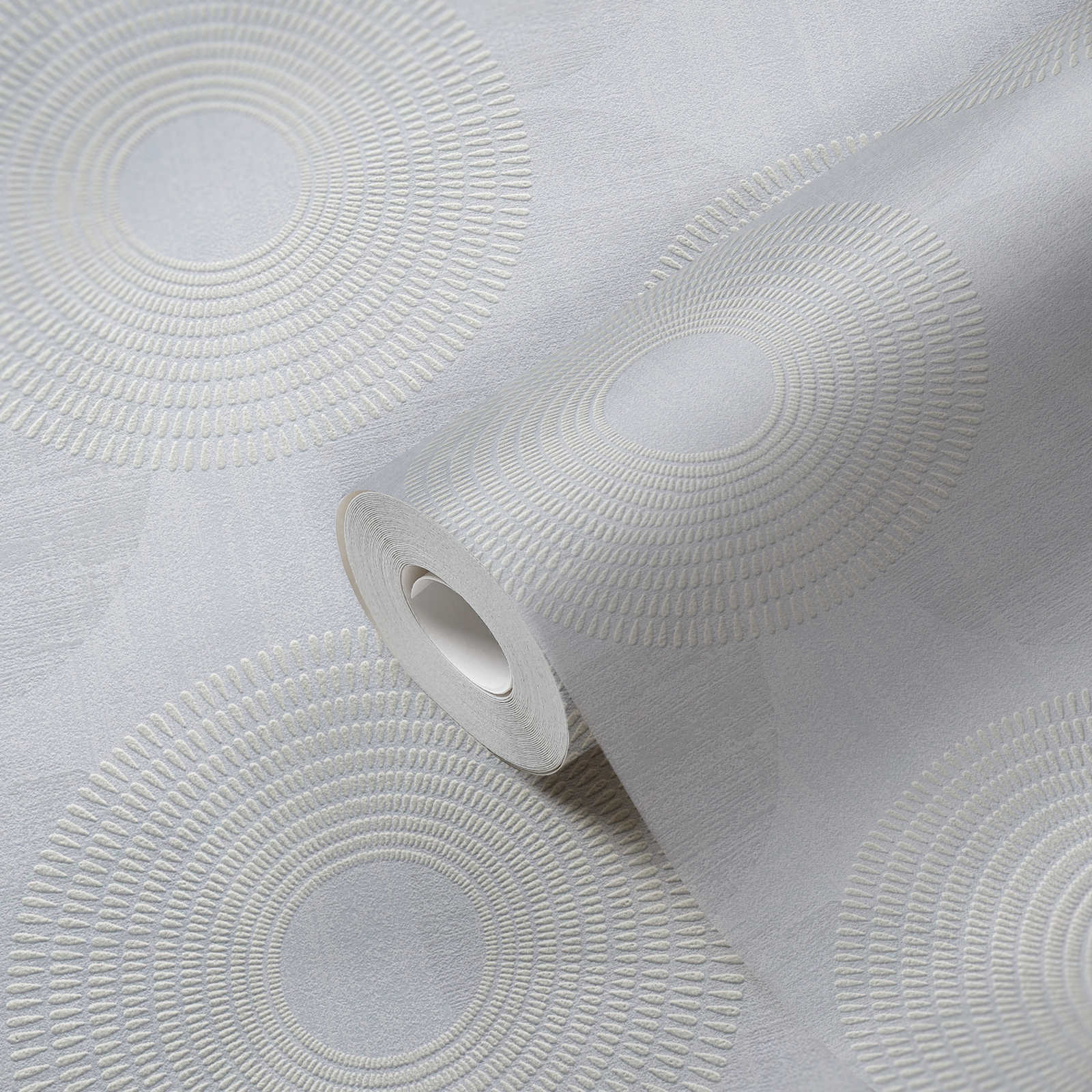             Vliestapete mit geometrischem Design aus Kreisen – Grau
        