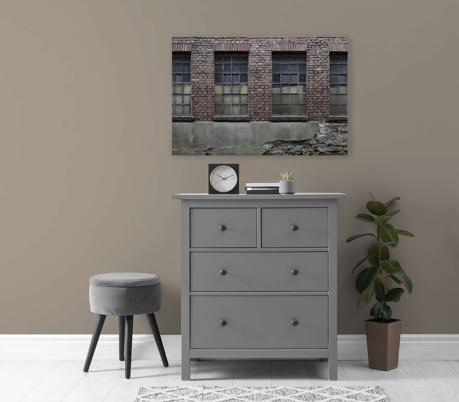 Leinwandbild Fenster 3D Optik im Industrial Design – 0,90 m x 0,60 m
