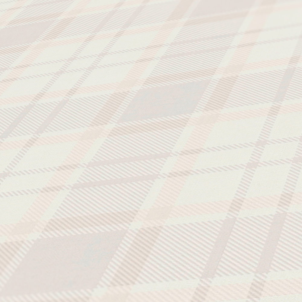             Karierte Landhaus Tapete in matt – Creme, Beige, Grau
        