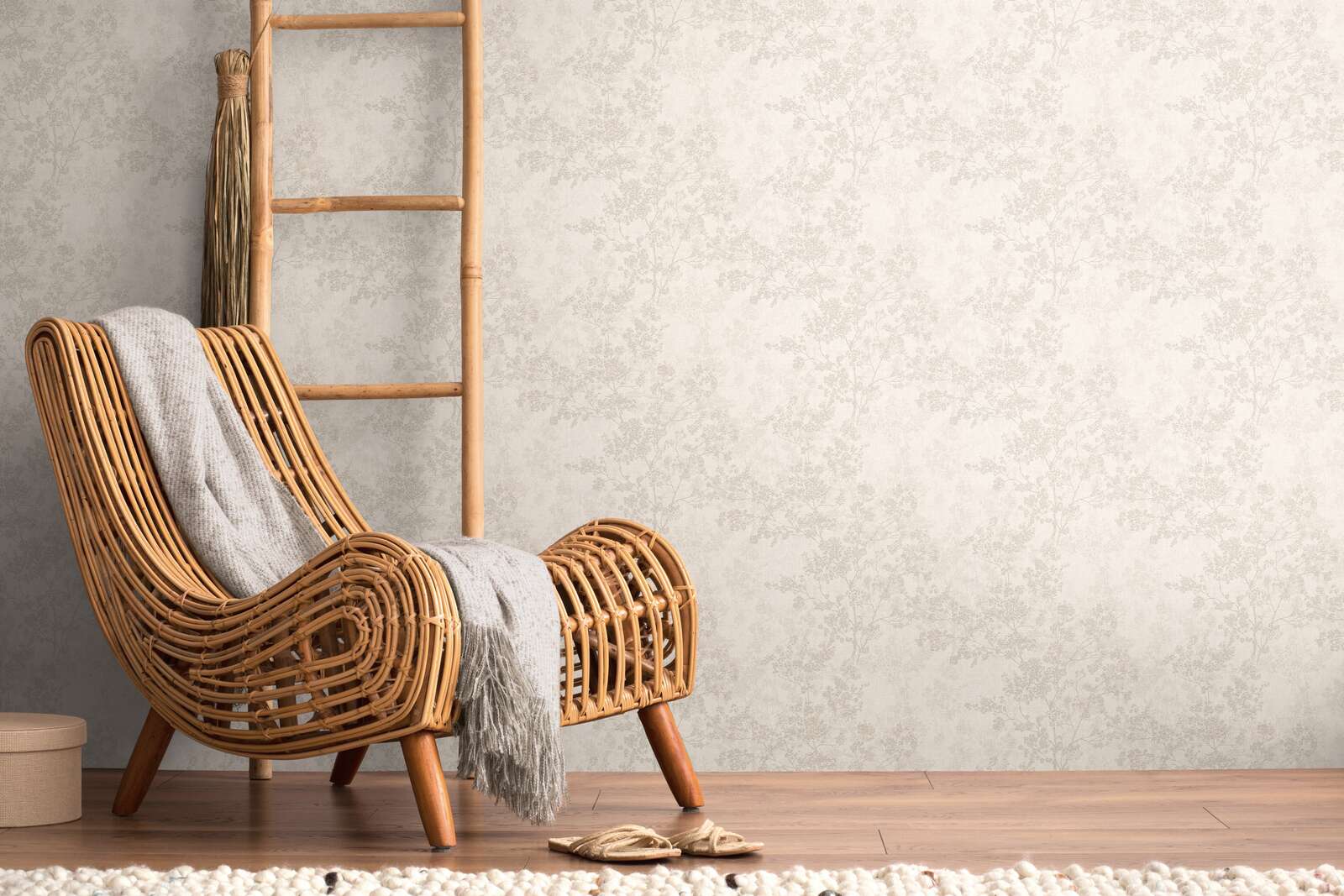 wallpaper leaves pattern linen look 3875373972 - Main Image