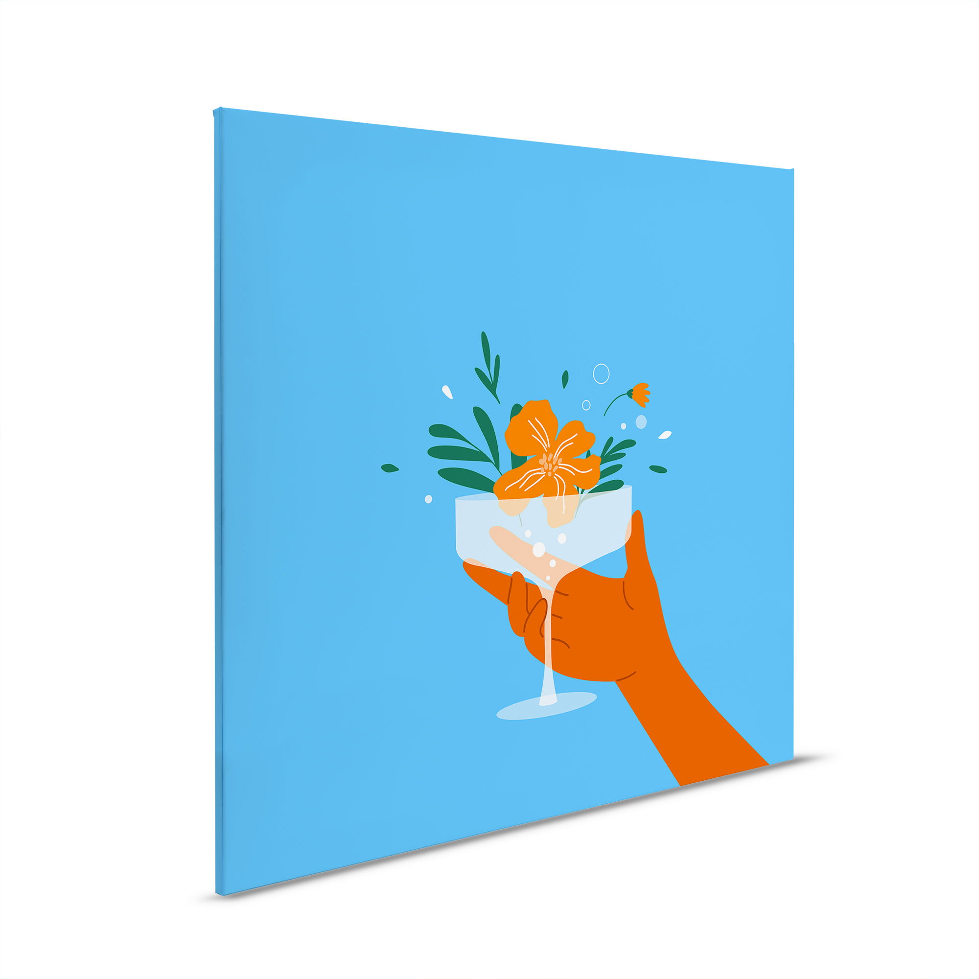         Verfrissend gin-moment - Zomer op canvas - 30 x 30 cm - Blauw, wit
    