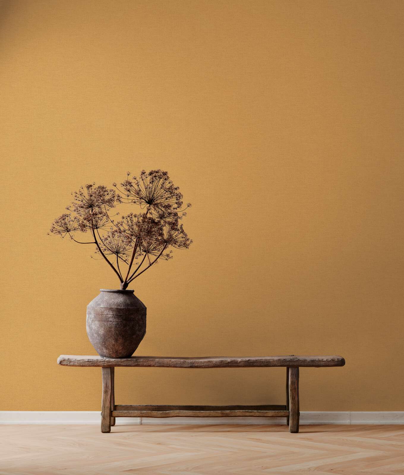 Deko-Vase, Halm-Dekoration, Gerahmter Zweig, Rustikales Tablett, Blumenstrauß