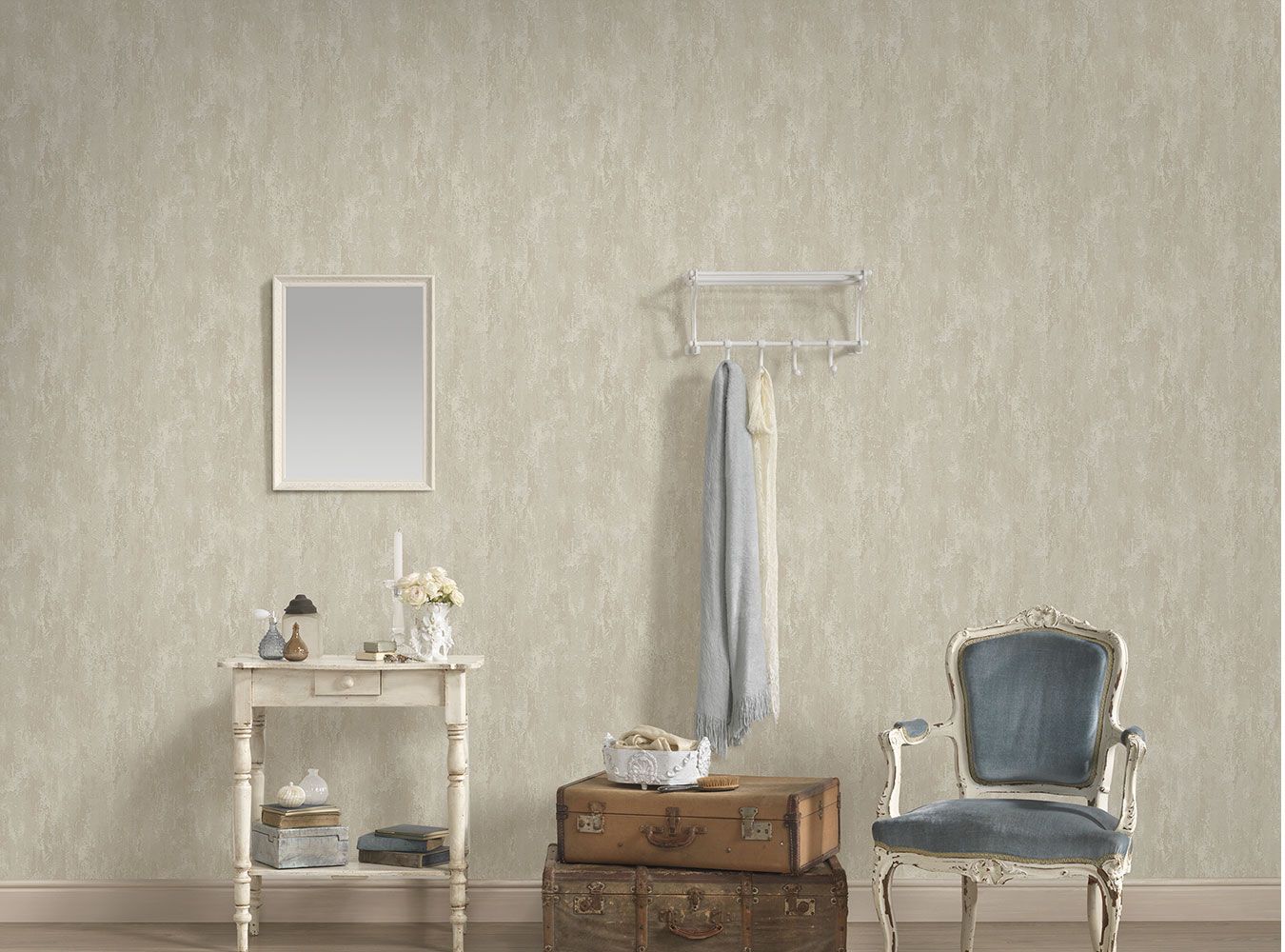 Einfarbige Tapete Putzoptik Creme