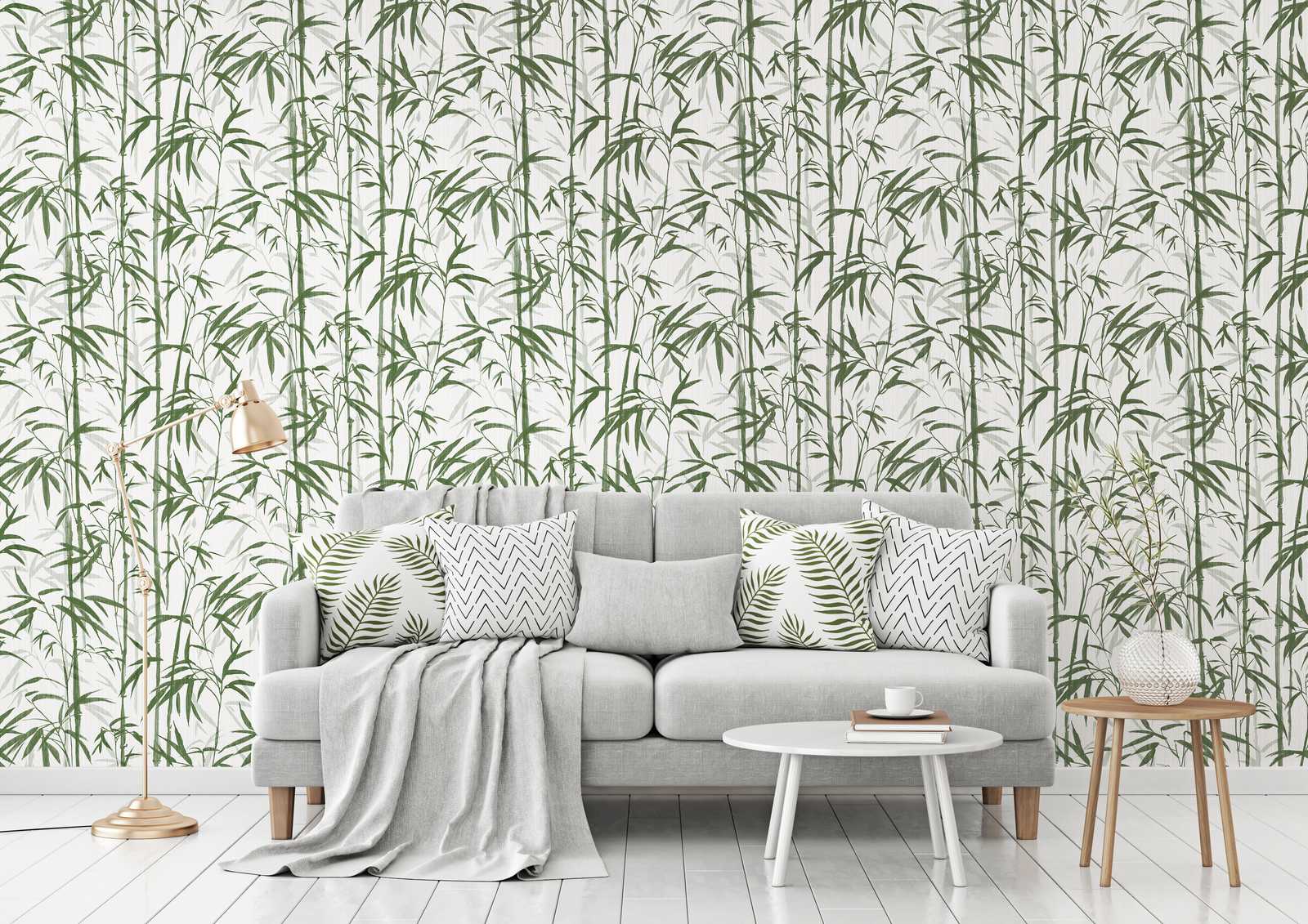             MICHALSKY Vliestapete natürliches Bambus Muster – Creme, Grün
        