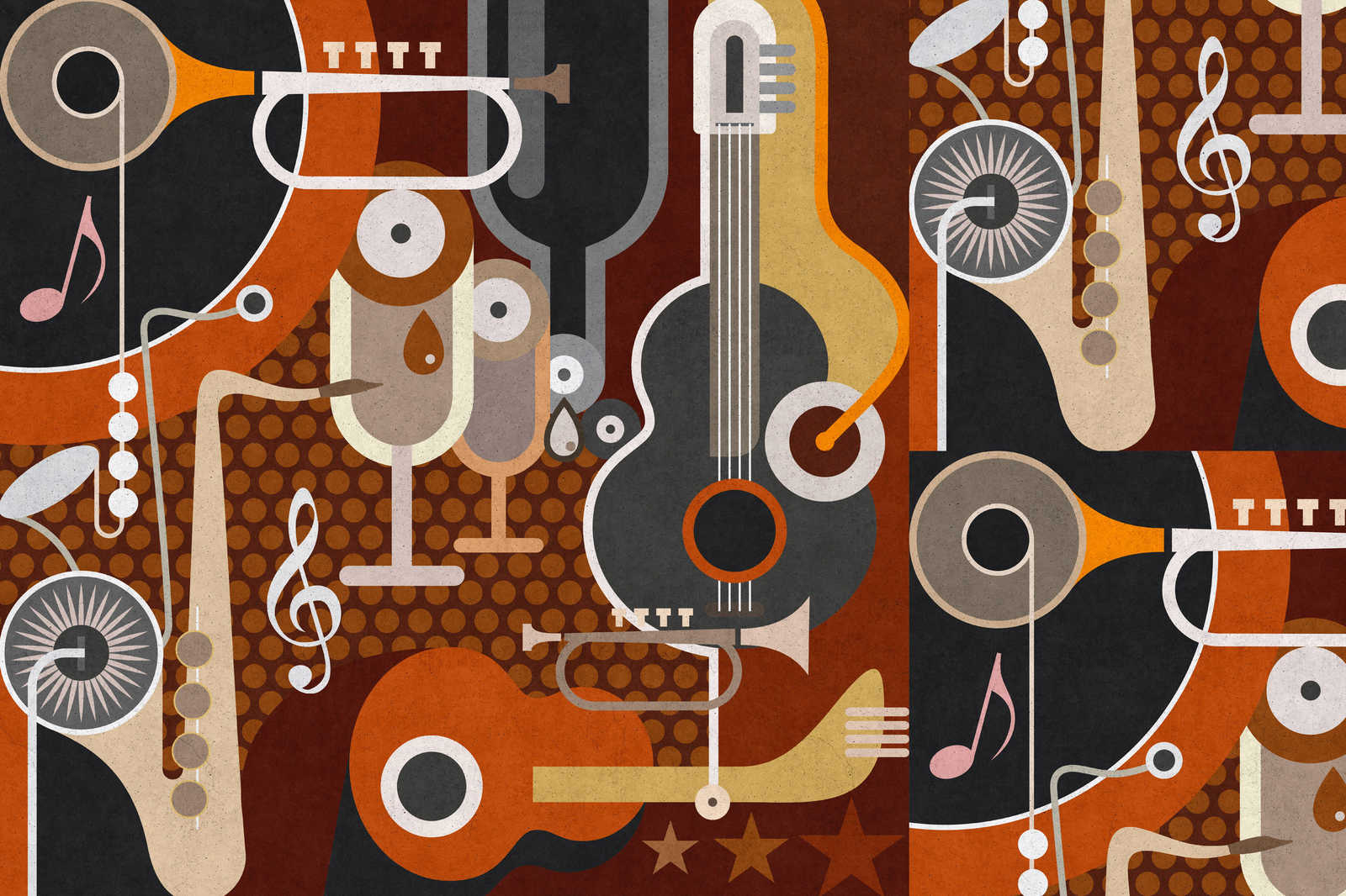             Wall of sound 1 - Leinwandbild in Beton Struktur, abstrakte Musikinstrumente – 0,90 m x 0,60 m
        