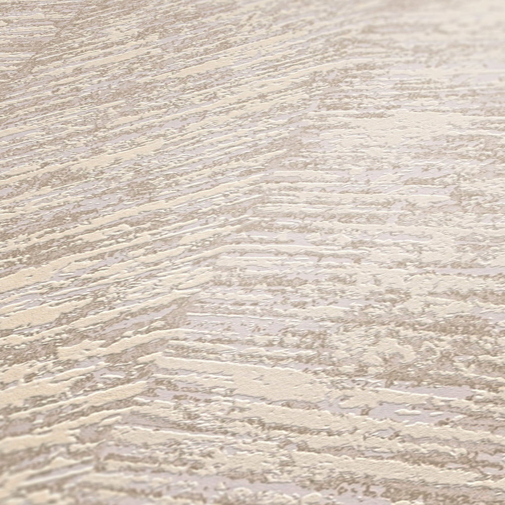             Strukturtapete Ethno Design mit Streifeneffekt – Creme, Metallic, Beige
        