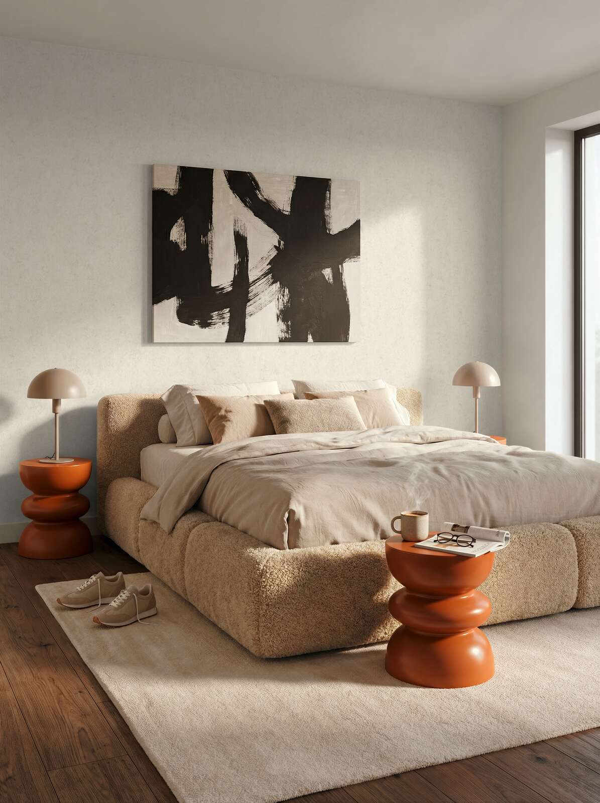 Bett, Sofa, abstrakte Kunst, Lampenkopf, Teppich