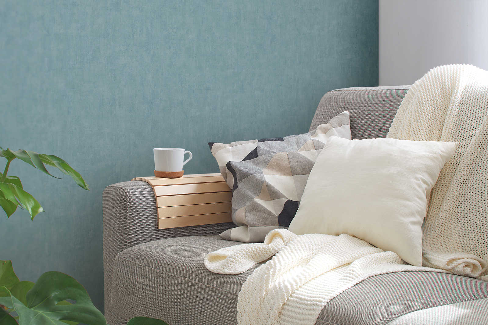 sofa, couch, kissen, decken, tasse