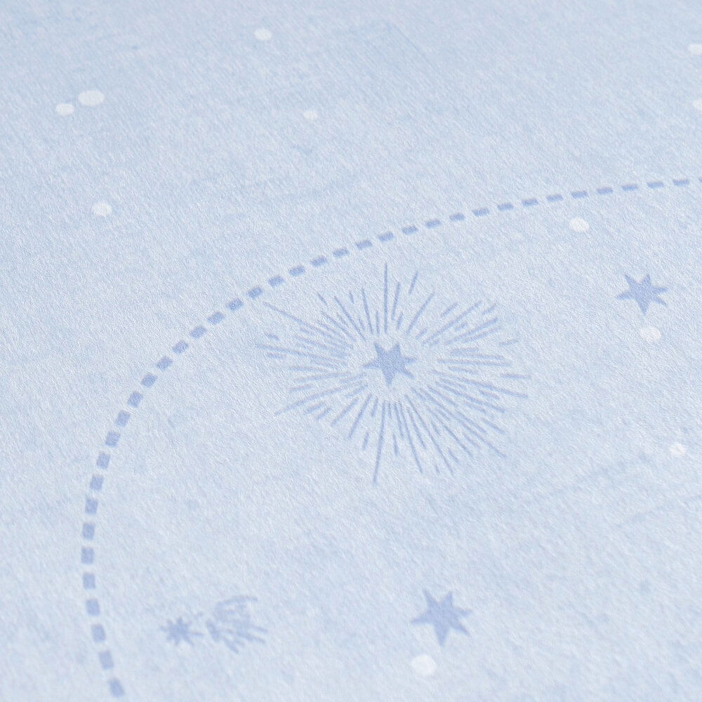             Kinderzimmer Vliestapete mit Planeten und Sternen für kleine Entdecker des Universums – Blau, Weiß
        