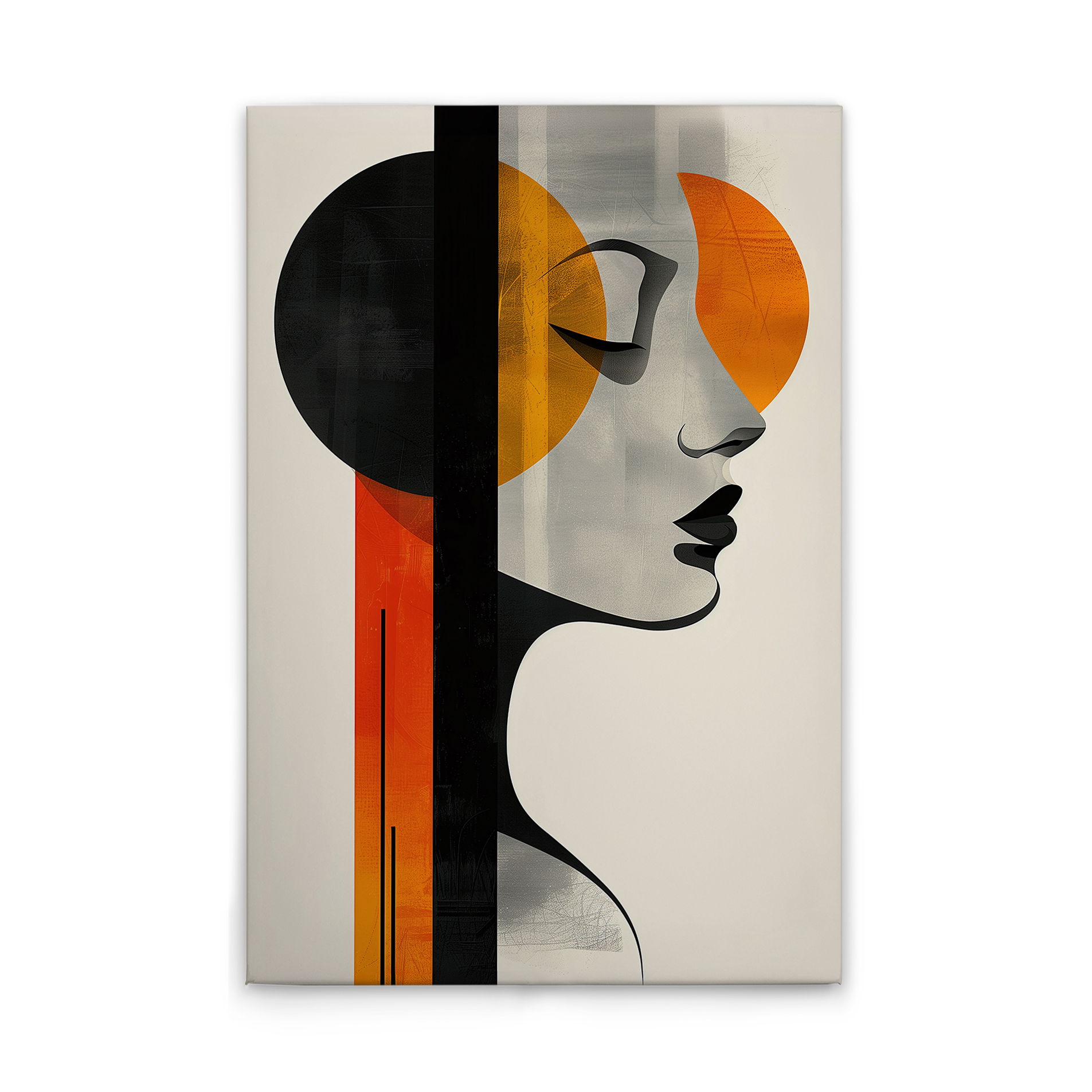             Leinwandbild Abstrakte Silhouette - Moderne Kunst in Orange und Schwarz – 30 x 45 cm - Creme, Schwarz
        