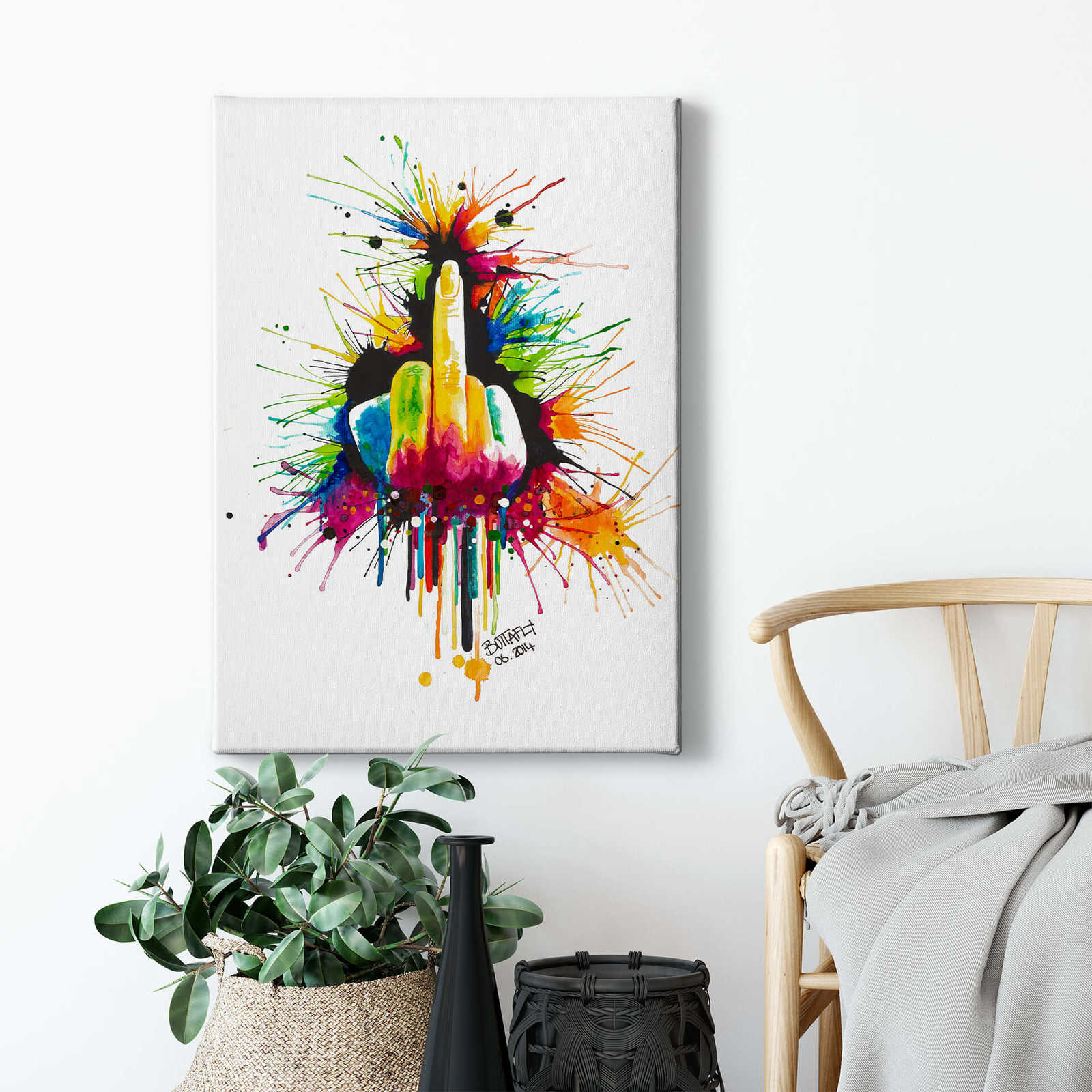             Leinwandbild Buttafly, Mittelfinger Statement – 0,50 m x 0,70 m
        