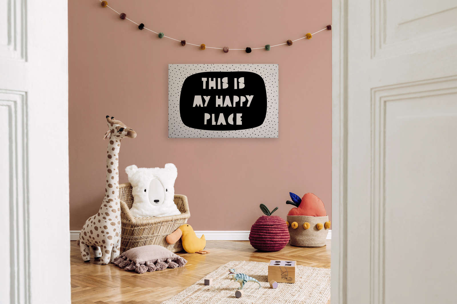             Leinwand fürs Kinderzimmer mit Schriftzug 'This is my happy place' – 90 cm x 60 cm
        