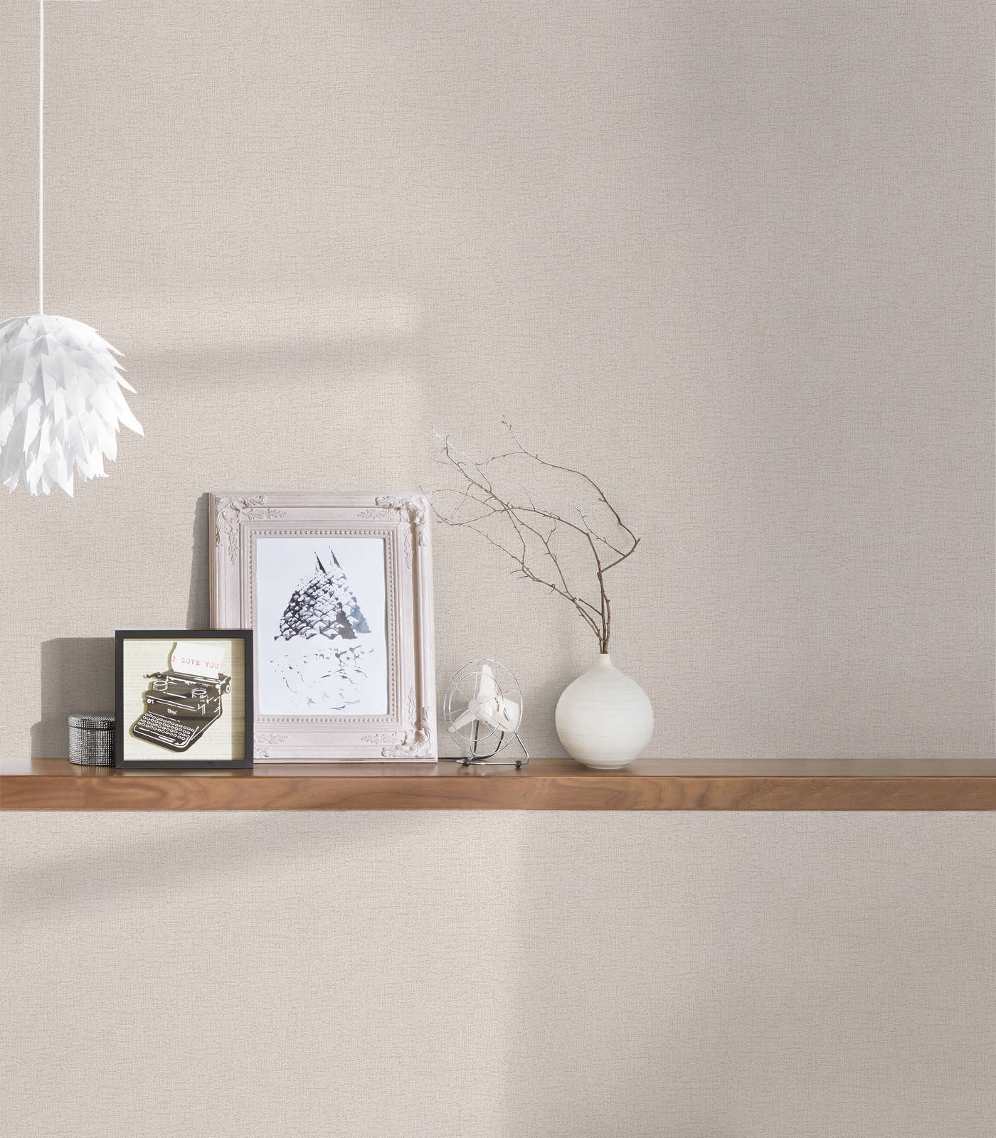             Tapete Hellbeige Leinenoptik mit Strukturmuster – Beige
        