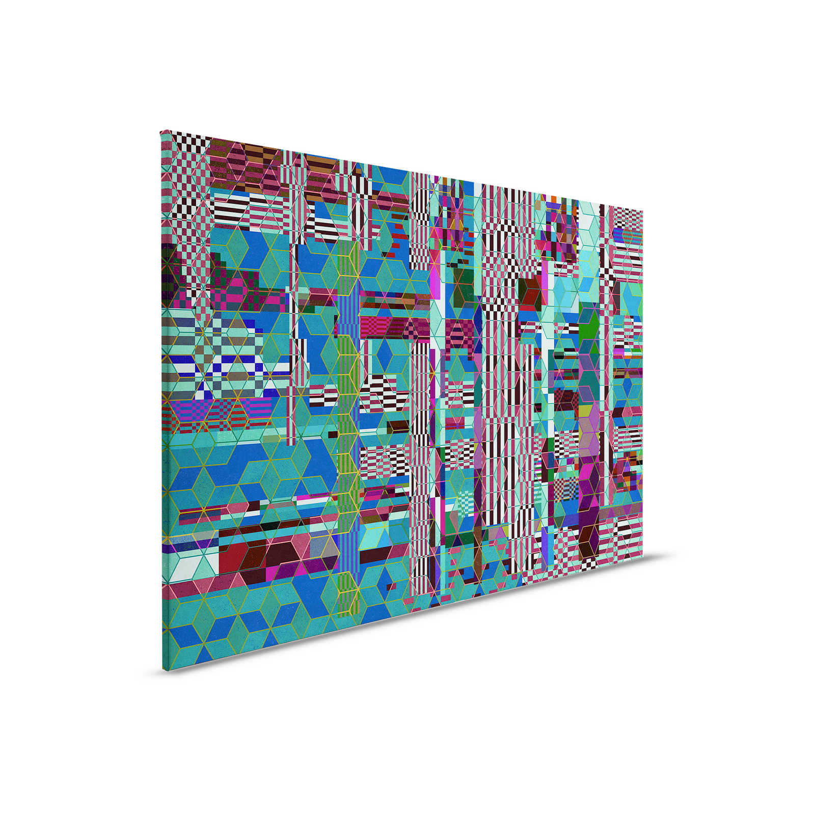         Mirage 3 - Design Leinwandbild Muster Collage Blau & Grün – 0,90 m x 0,60 m
    