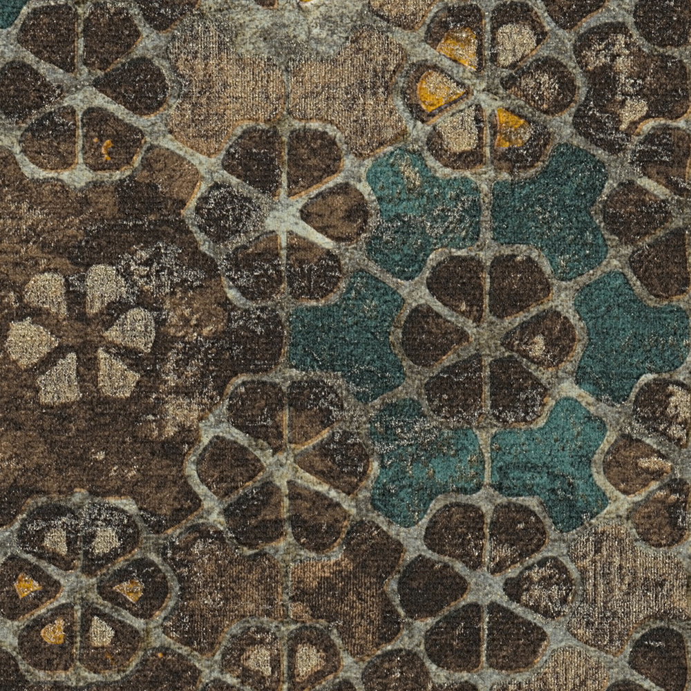             Vliesbehang tegellook met goudglans - bruin, groen
        