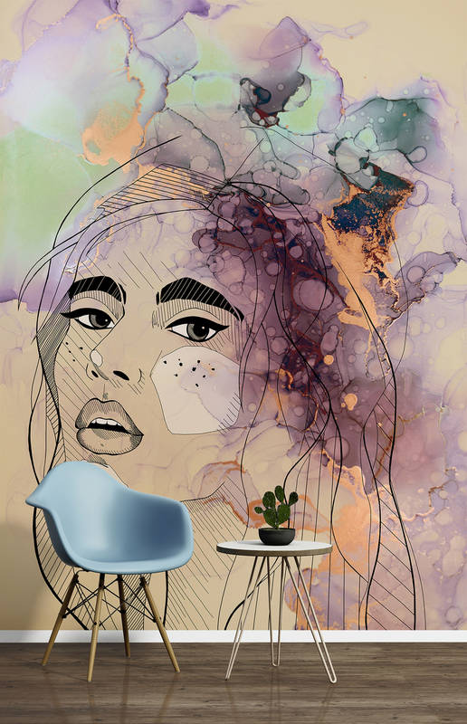 abstract, portrait, watercolor, wandbild, kunstwerk