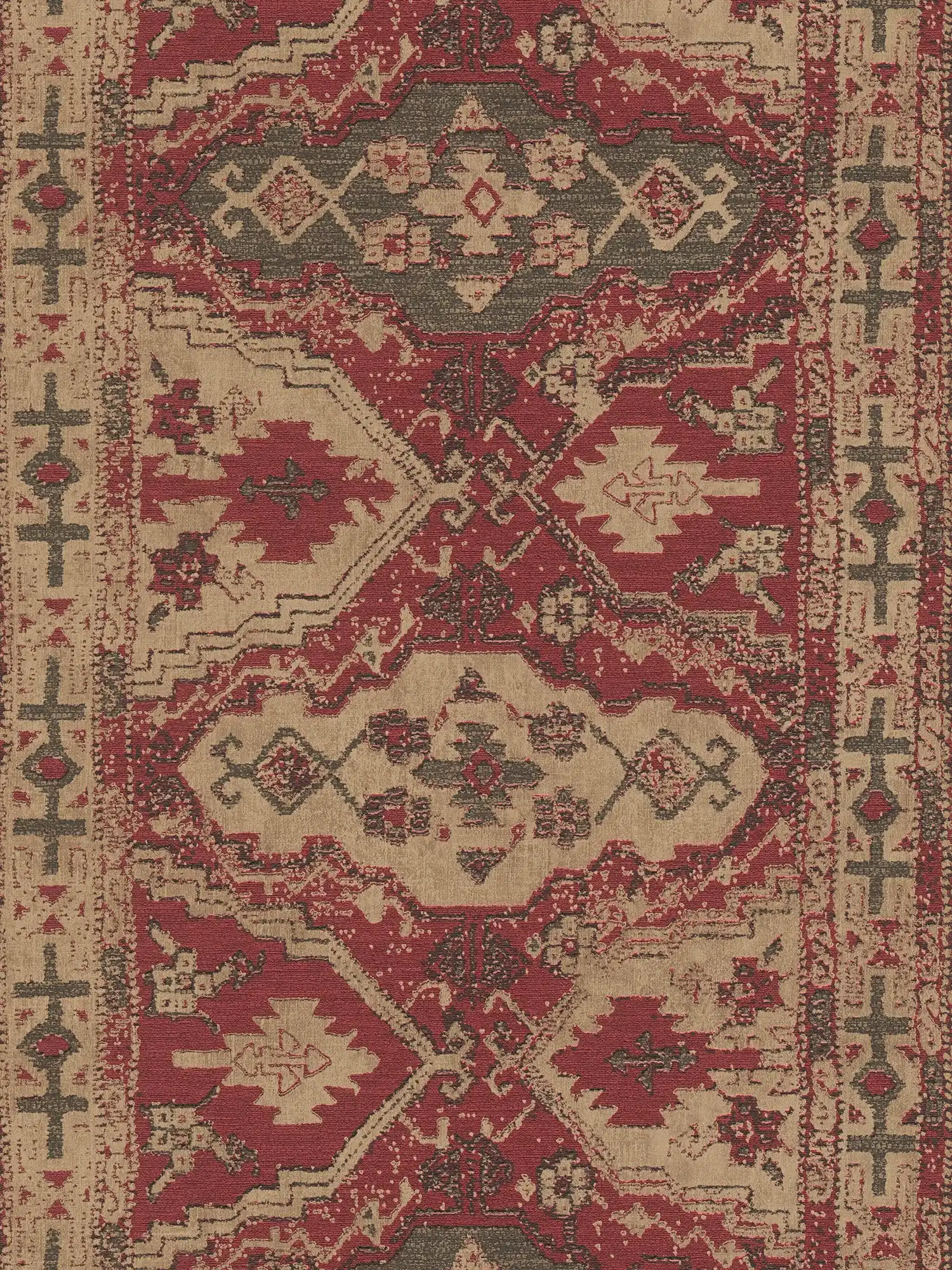         Papier peint à motifs orientaux - beige, rouge, noir
    