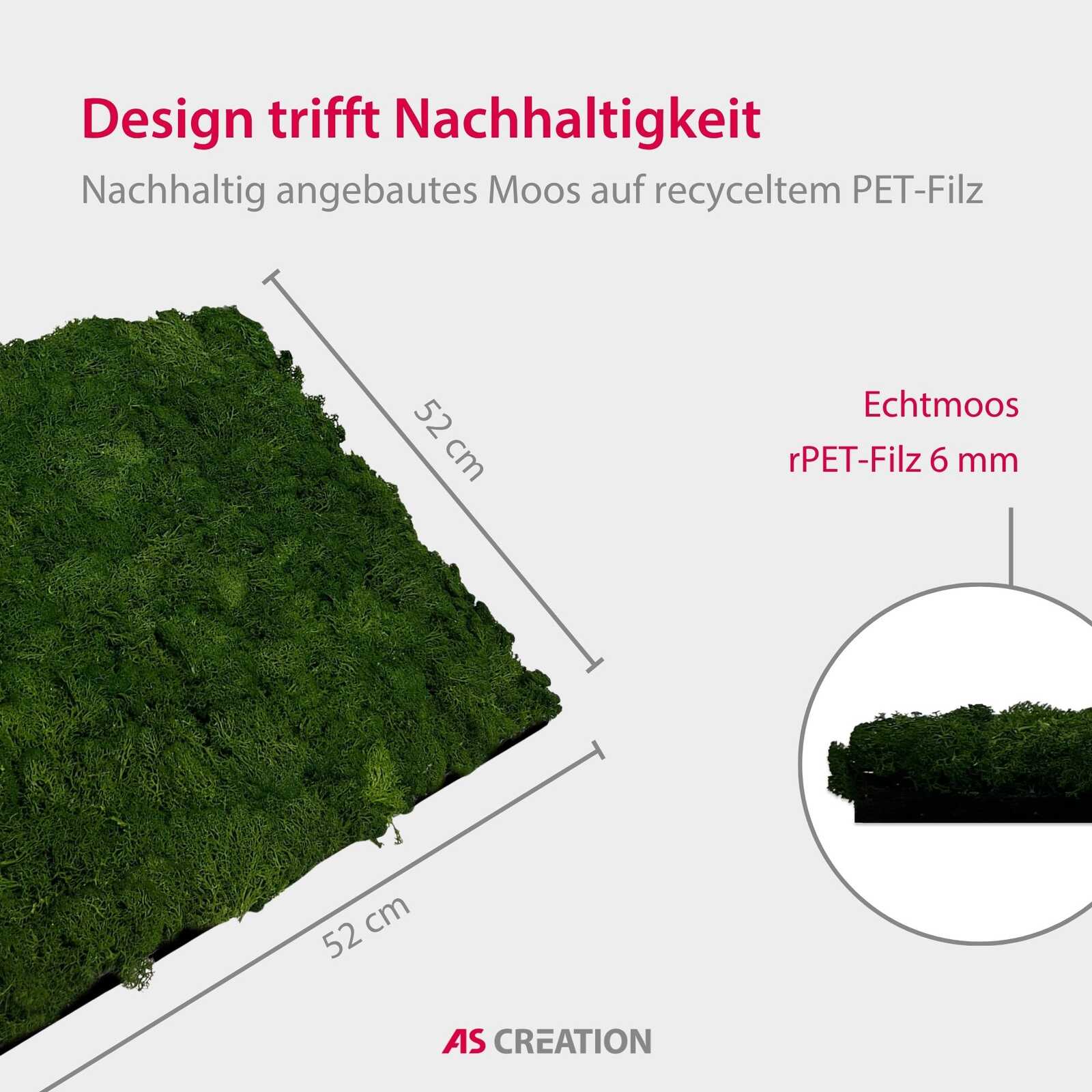 Moosmatte, Vliesstoff, Künstliches Moos, recyceltes PET, grüne Matte