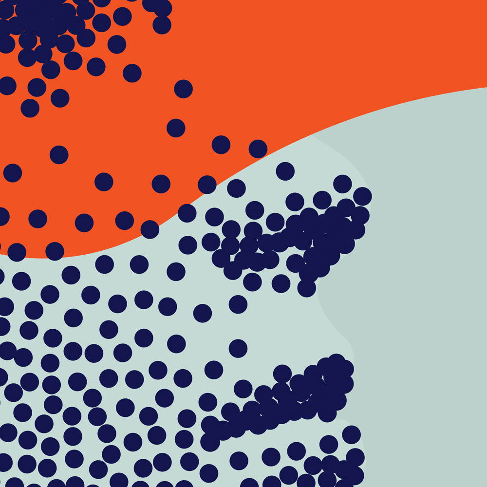             papier peint en papier panoramique »think tank« - Dot design futuriste avec deux personnages - intissé premium lisse et légèrement brillant
        