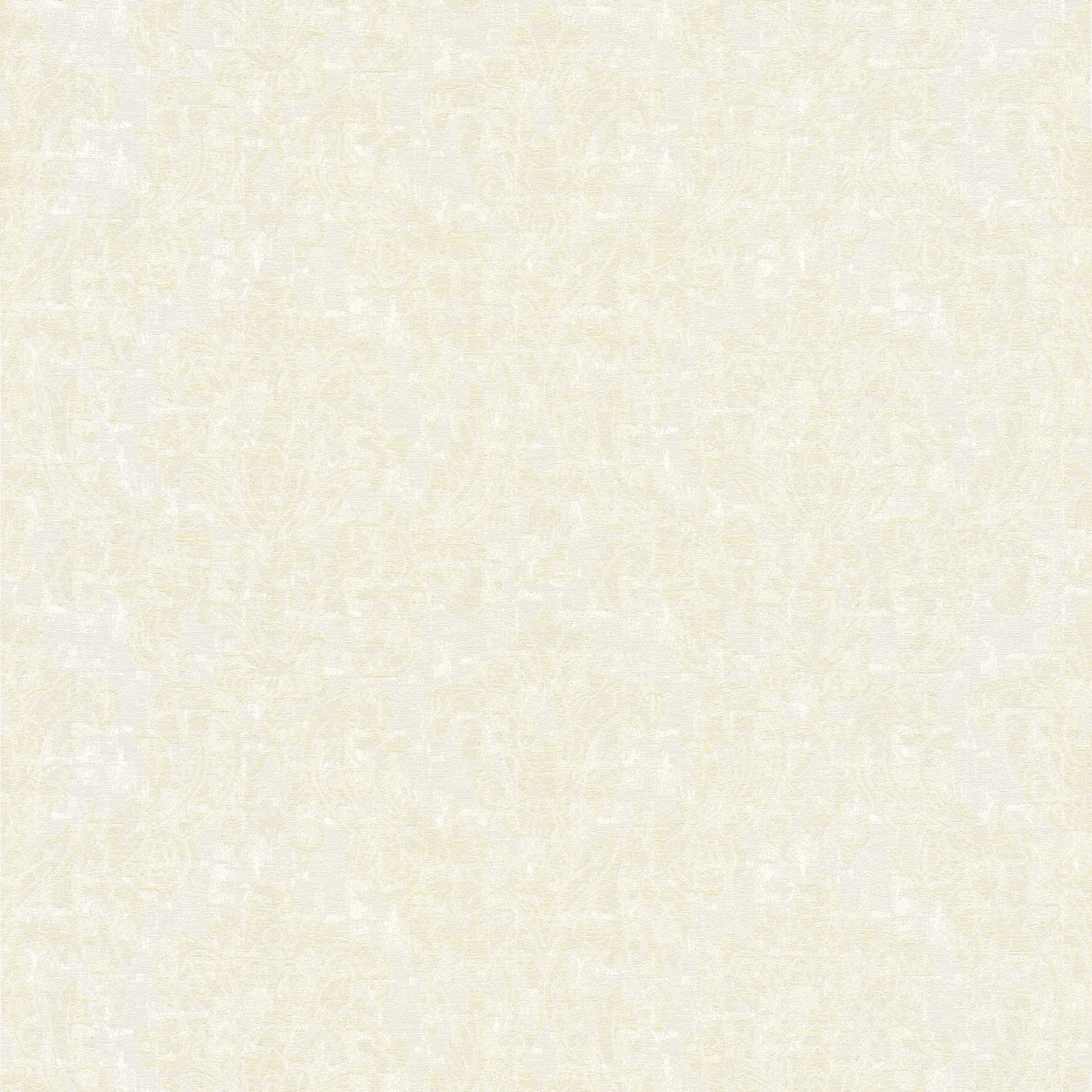         Barock Tapete Creme mit dezentem Ornamentmuster
    
