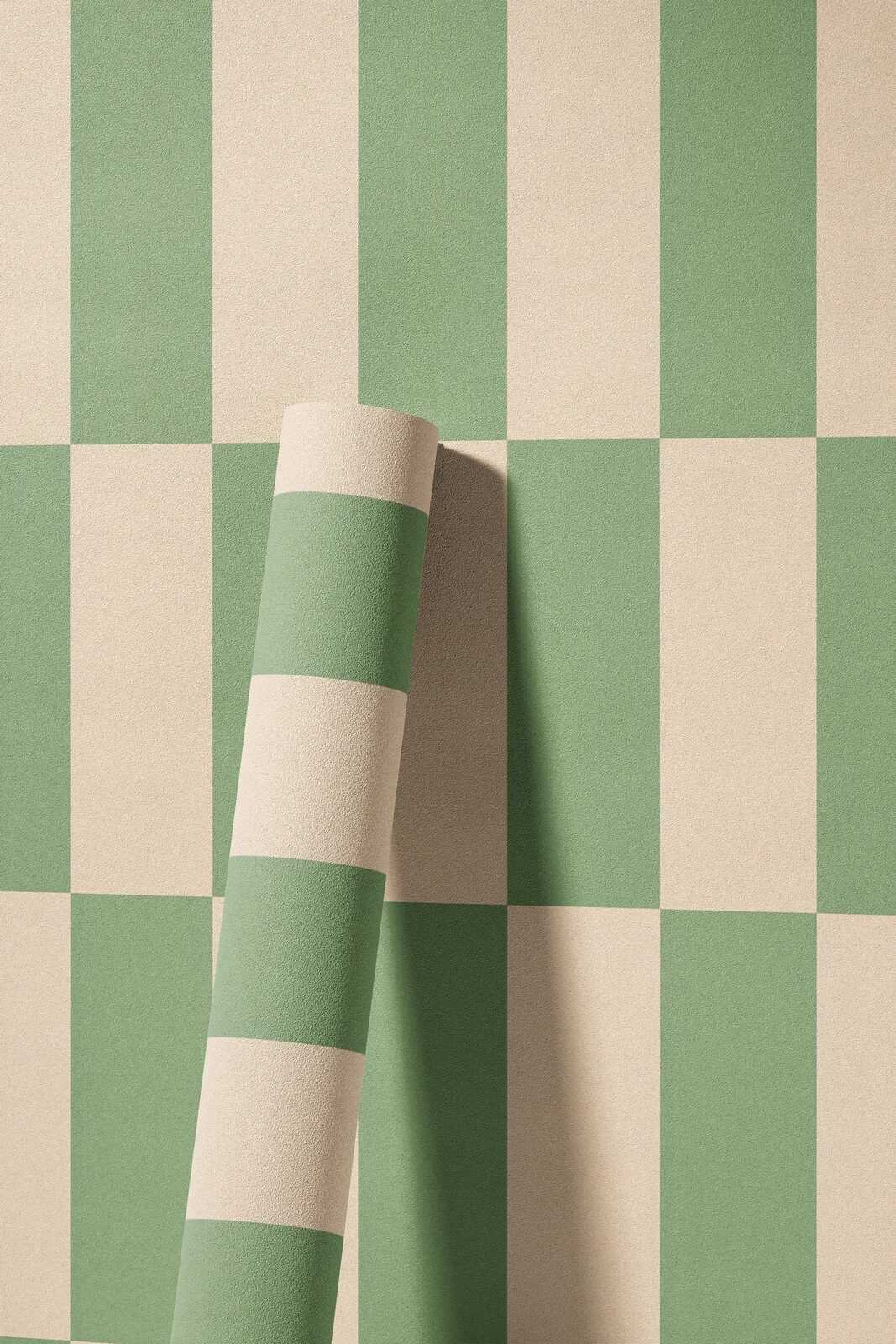             Vliestapete Grafik Vierecke zweifarbig – Beige, Grün
        