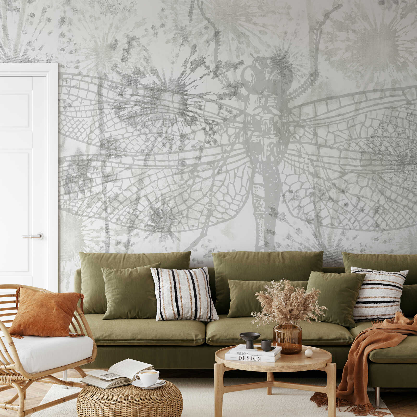 Dragonfly Wandbild, Wandkunst, Grau Hintergrund, Wohnzimmer, Sofa Dekor