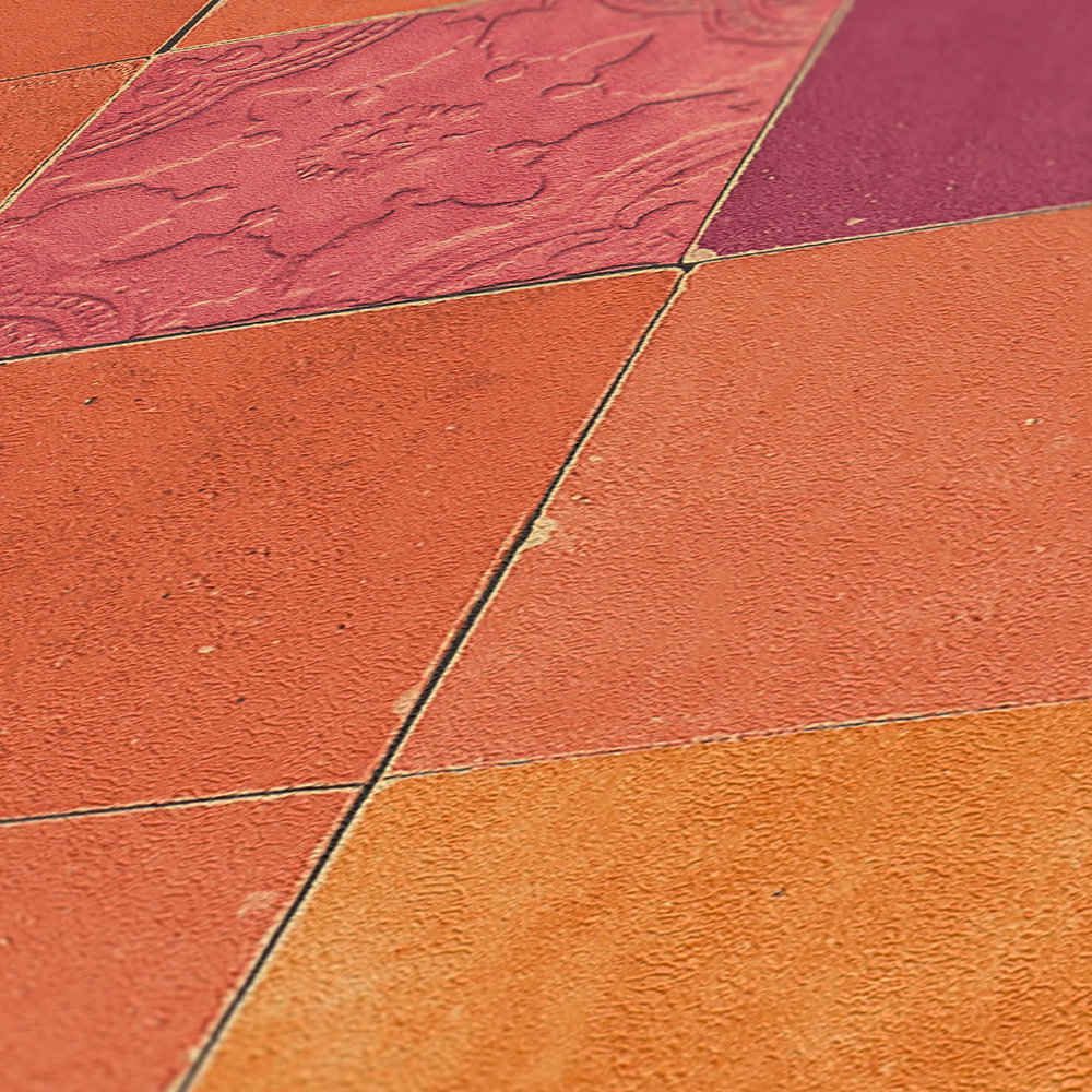             Fliesen-Tapete orientalisches Mosaik – Orange, Rot
        