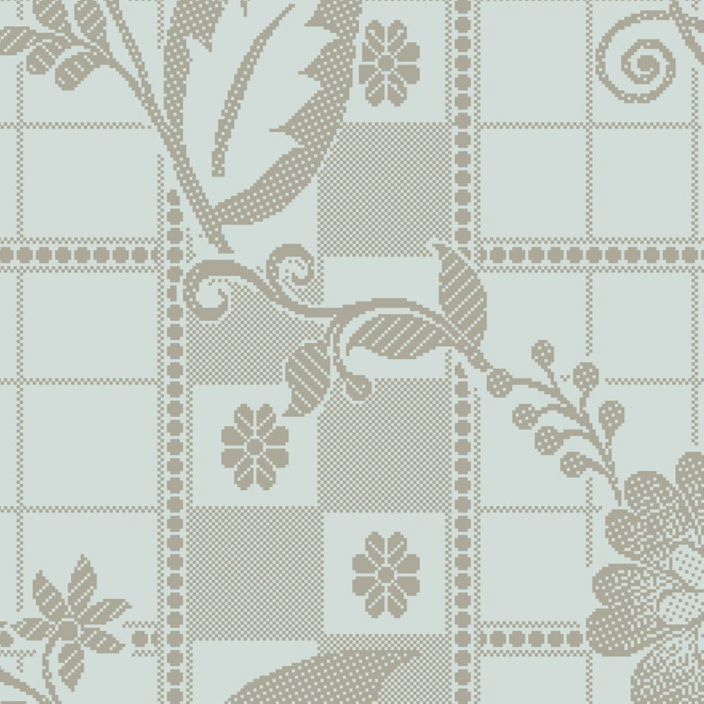             Fototapete »valerie« - Kleine Quadrate im Pixel-Stil mit Blumen – Helles Mintgrün | Glattes, leicht glänzendes Premiumvlies
        